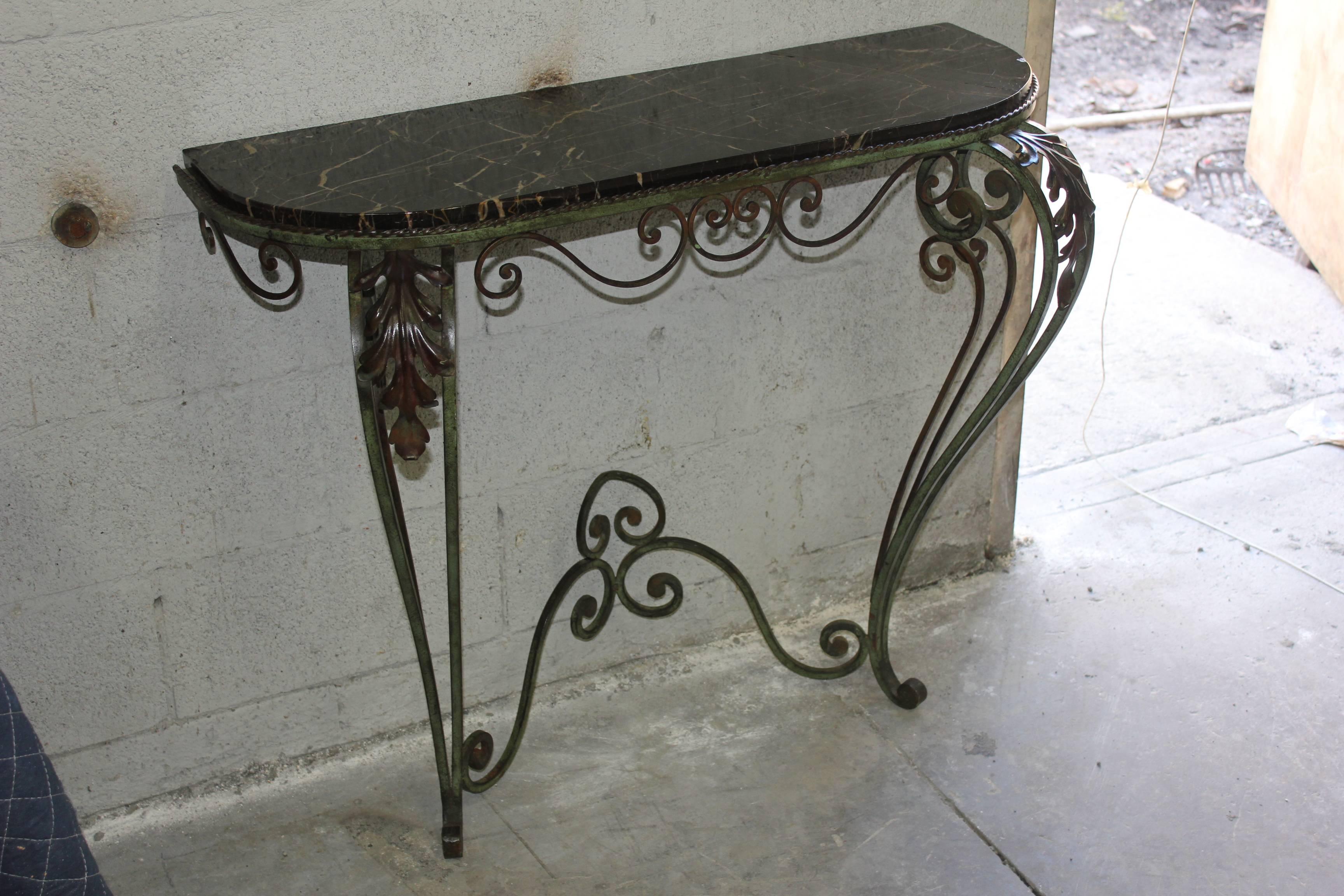 French Art Deco Iron Console, circa 1940s In Good Condition In Hialeah, FL