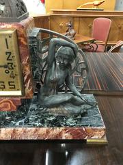 Large French Art Deco Clock "Deco Girls", circa 1940s