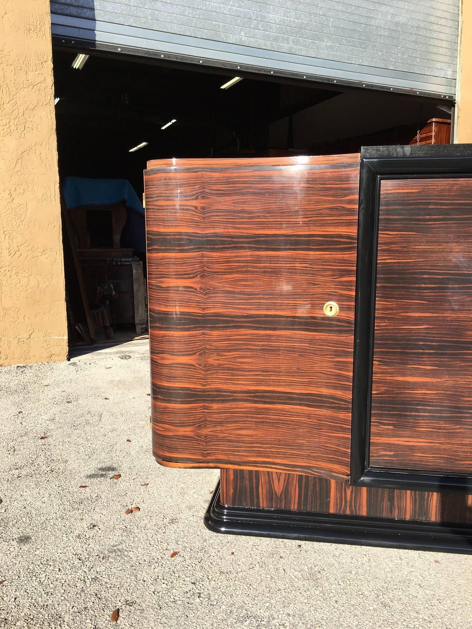 Grand French Art Deco Sideboard  Macassar Ebony Buffet by Maurice Allais. In Good Condition In Hialeah, FL