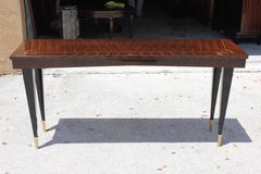Long French Art Deco Exotic Macassar Ebony Console Table, circa 1940s