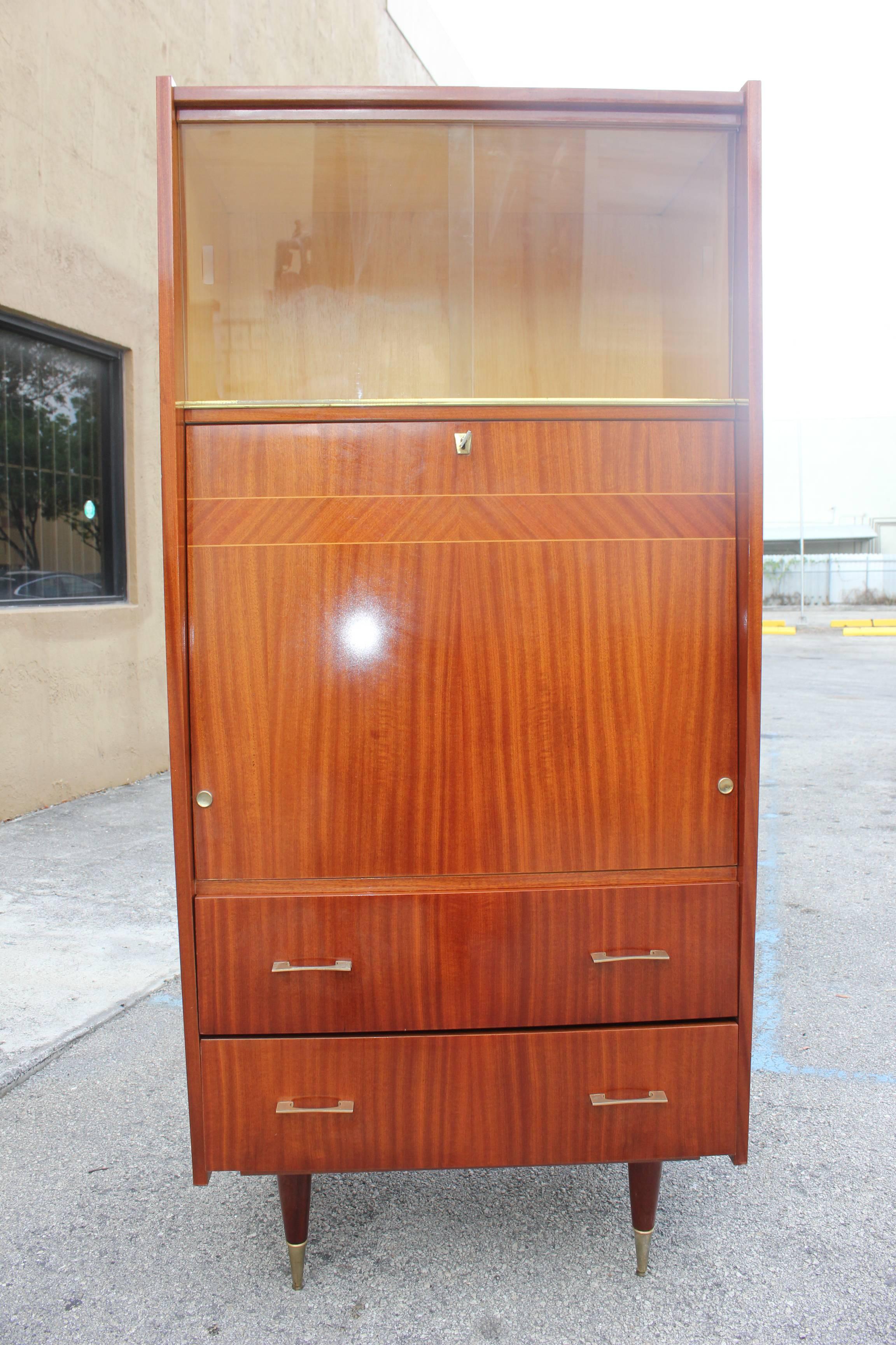 French Art Deco Palisander Rio Secretary, circa 1940s In Excellent Condition In Hialeah, FL