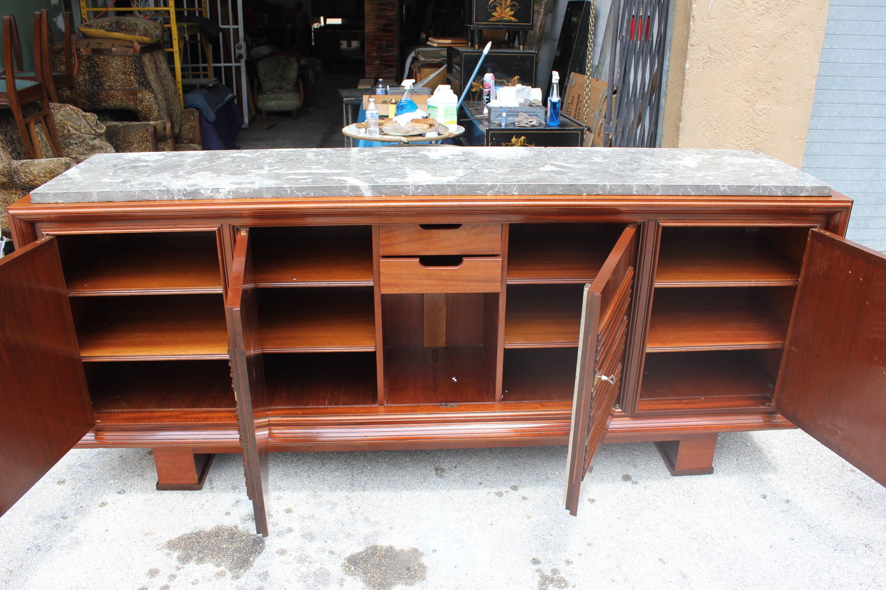Documented Masterpiece French Art Deco Solid Mahogany Buffet by Maxime Old For Sale 5