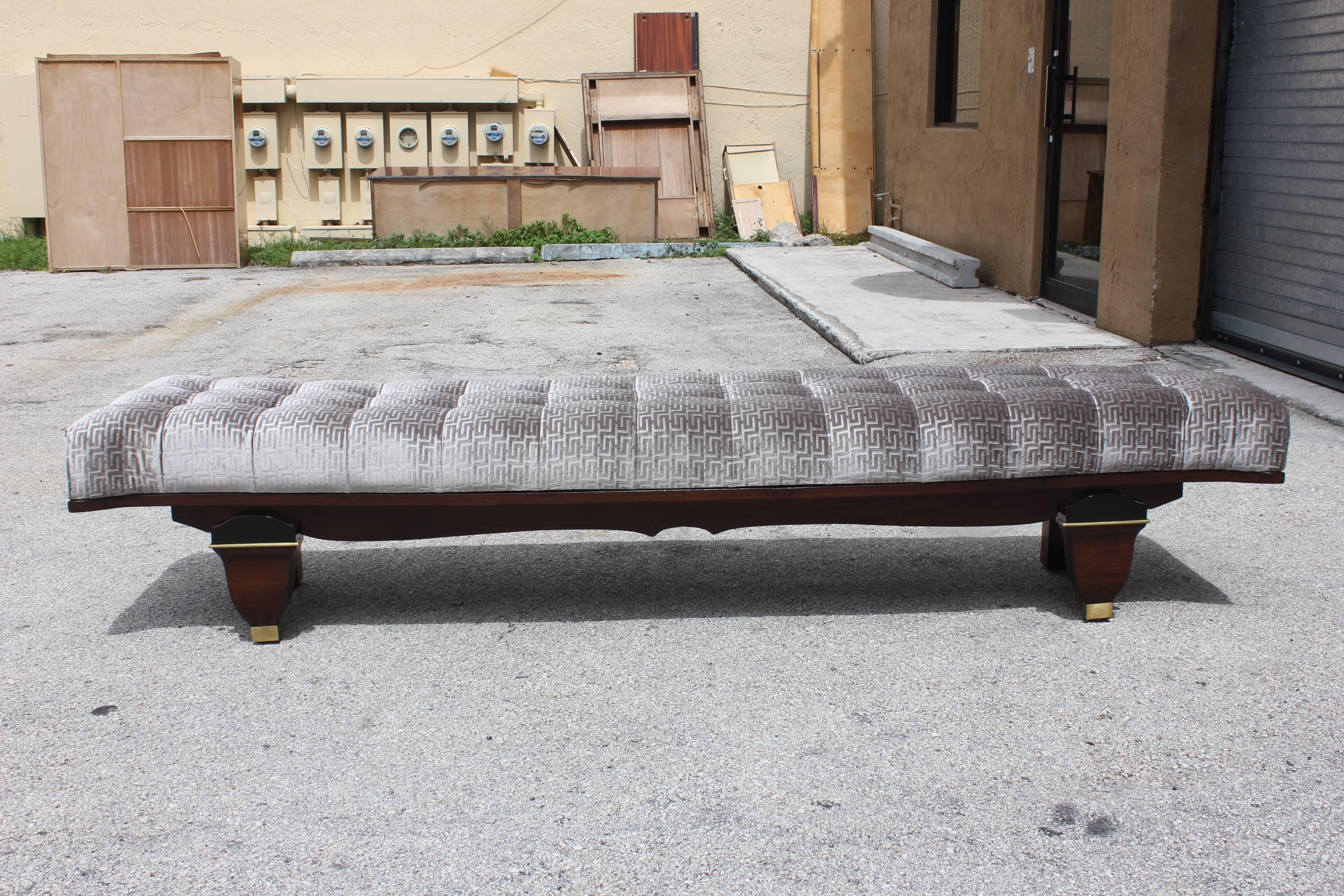 Classic French Art Deco Exotic Macassar Ebony Sitting Bench, Style Leleu, 1940s In Excellent Condition In Hialeah, FL