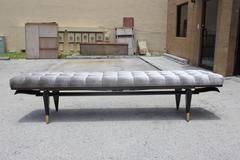 French Art Deco Exotic Macassar Ebony "Curved Detail" Long Sitting Bench, 1940s