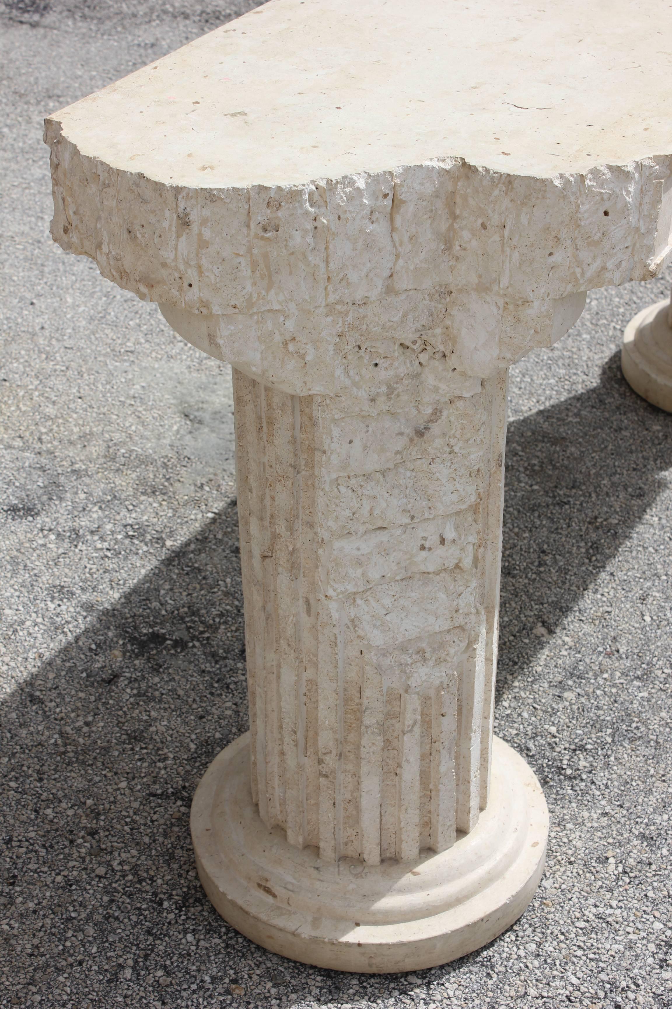 Italian Mid-Century Modern Two-Column Faux Stone Console Table, circa 1950s 5