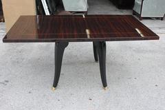 French Art Deco Dining Table Sabre Leg Macassar Ebony, circa 1940s