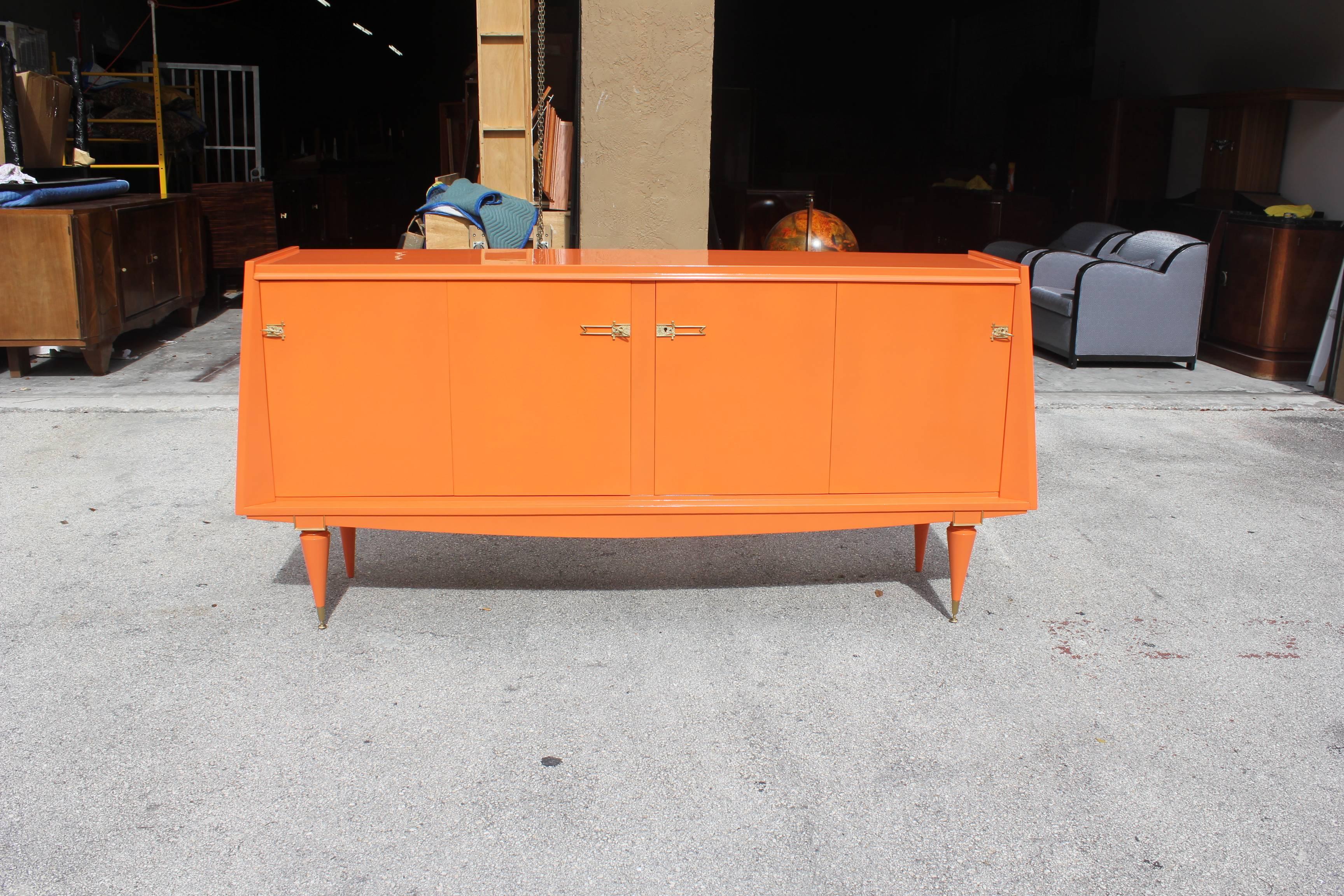 Brass Pyramid Style Art Deco Art Modern Sideboard or Buffet 