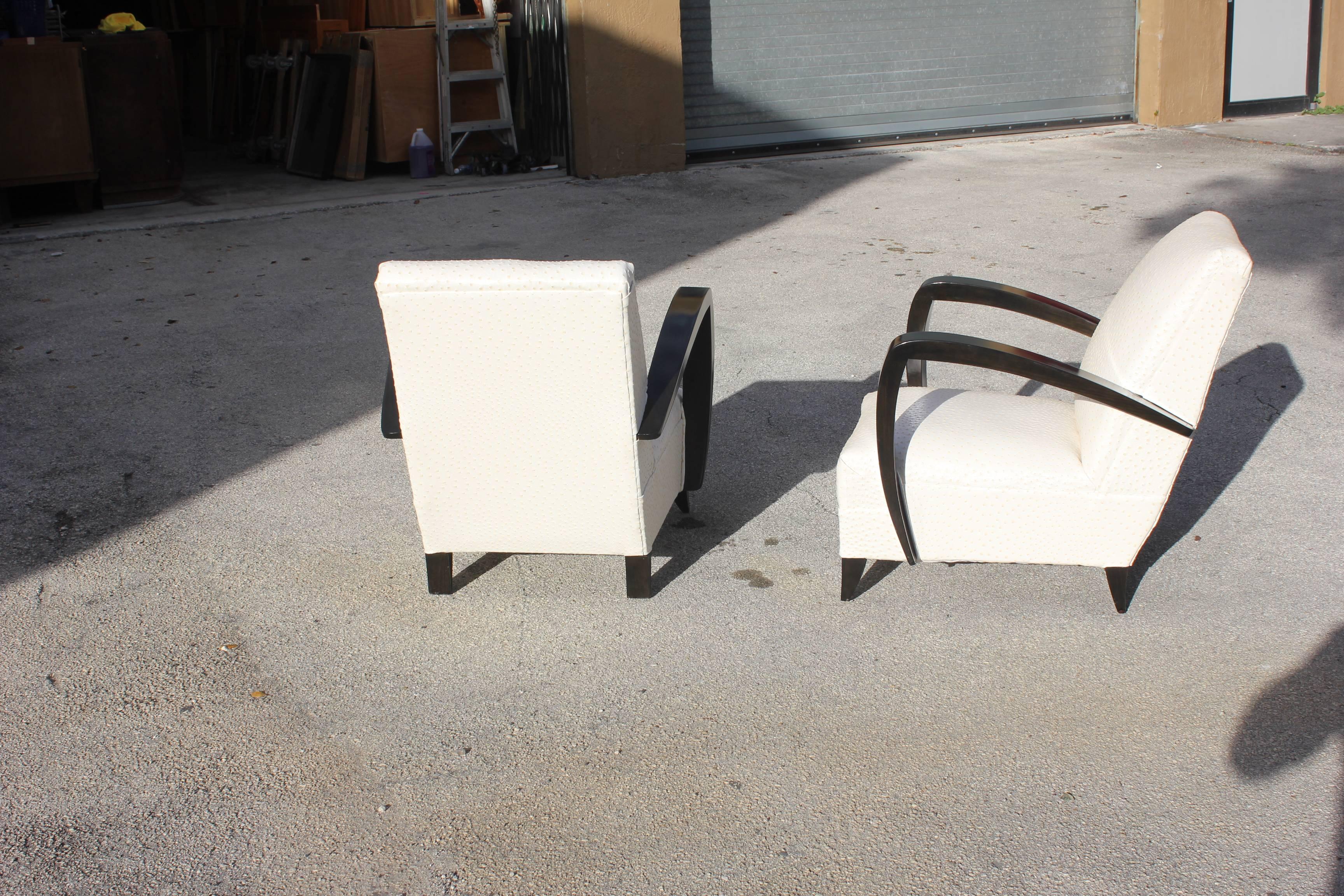 Elegant Pair of French Art Deco Armchairs or Club Chairs Attributed to Rene Prou 5