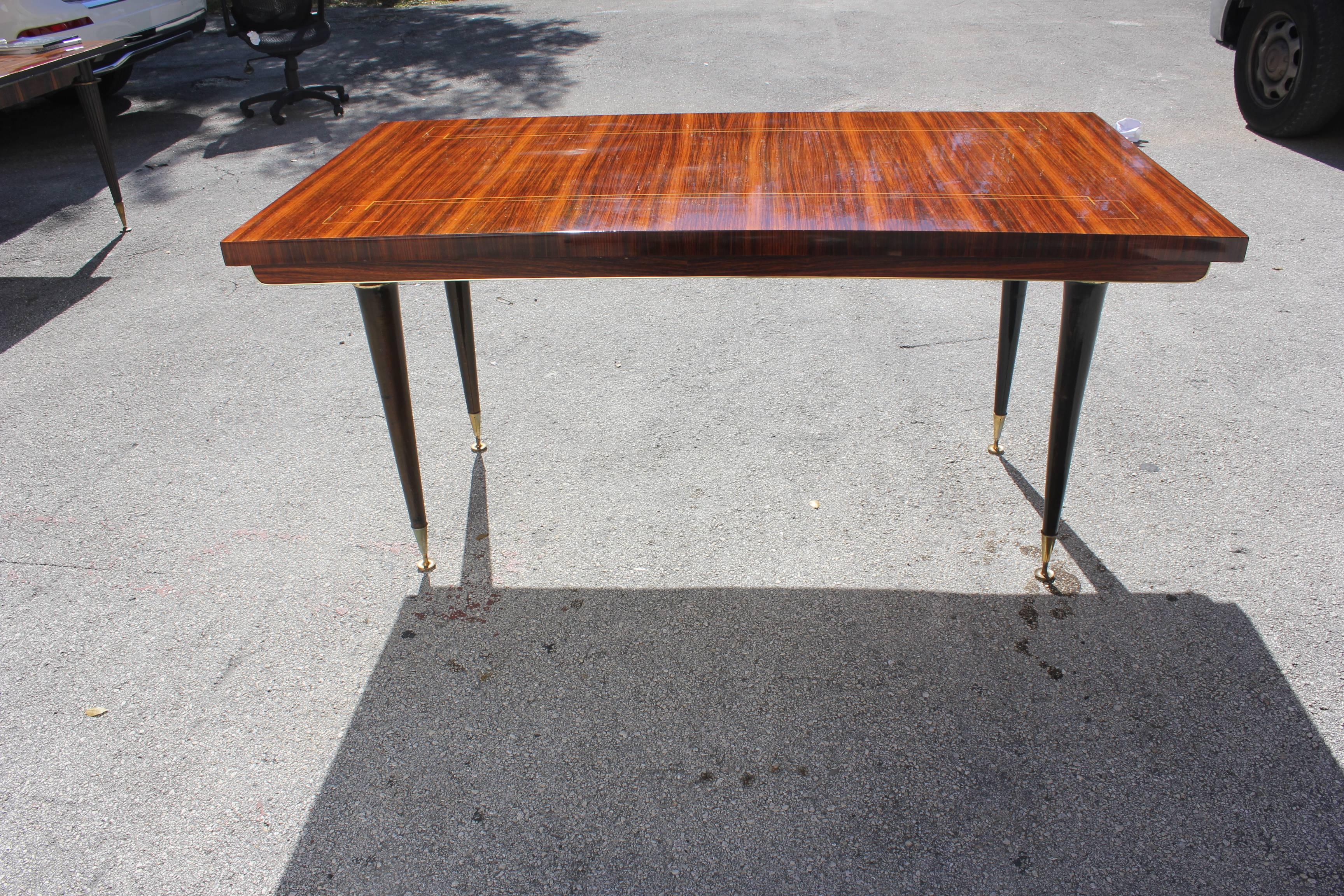 French Art Deco / Art Moderne Macassar Ebony Dining Table, circa 1940 In Excellent Condition In Hialeah, FL