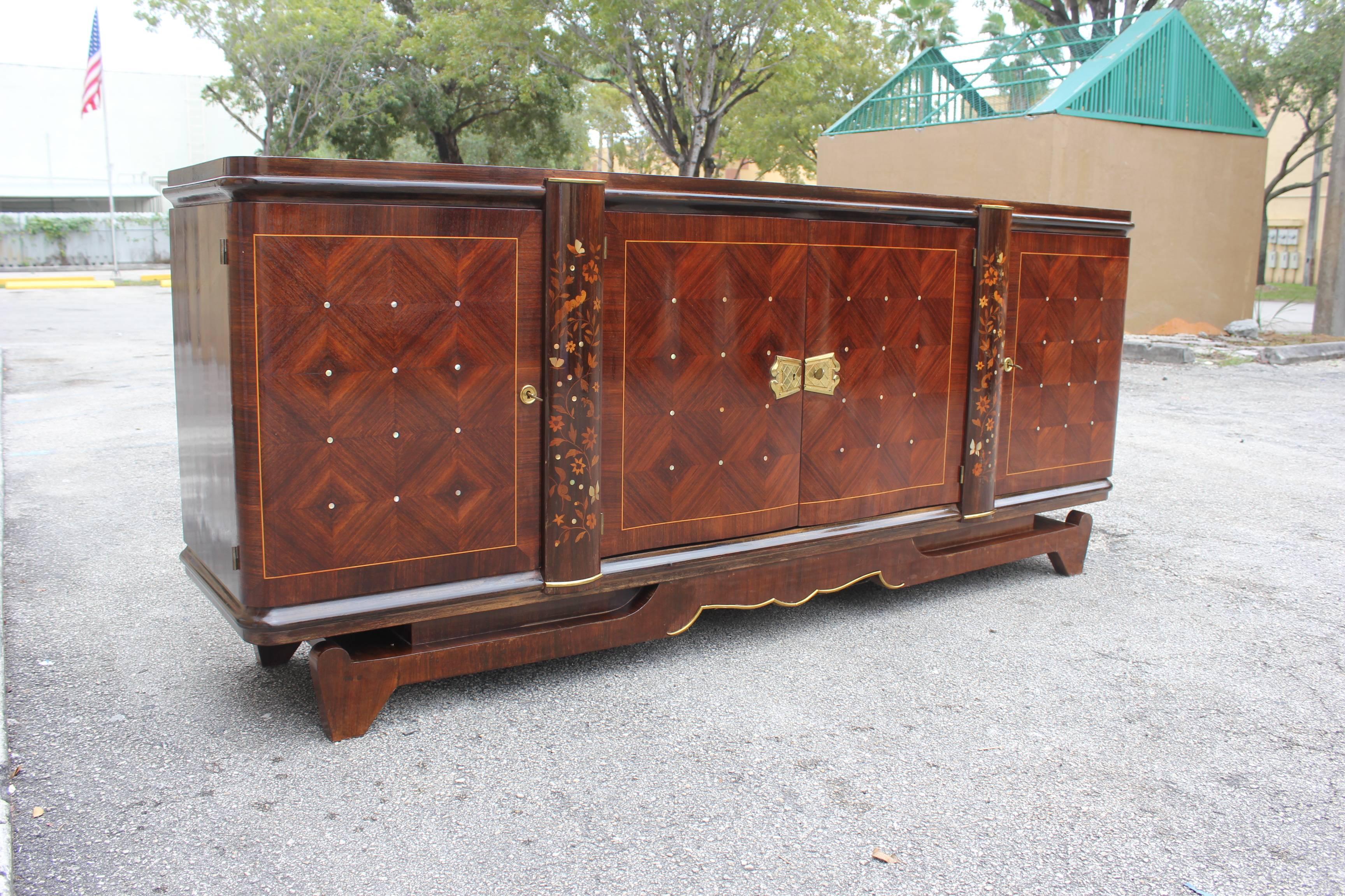 French, Art Deco Leleu style Palisander/ M-O-P Sideboard/Buffet, circa 1940 In Excellent Condition In Hialeah, FL