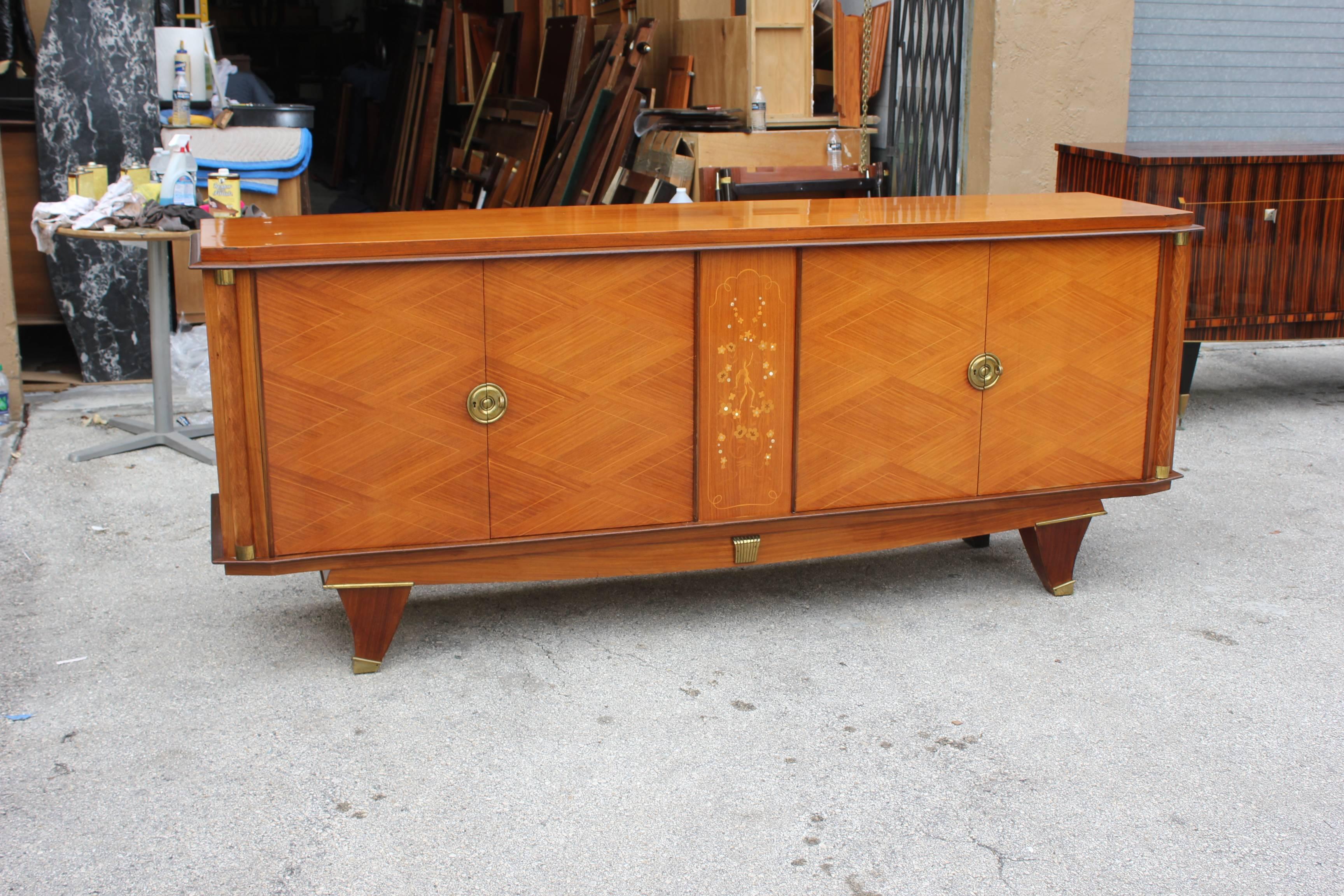 Fine French Art Deco Palisander Sideboard or Buffet, M-O-P, Jules Leleu Style In Good Condition In Hialeah, FL