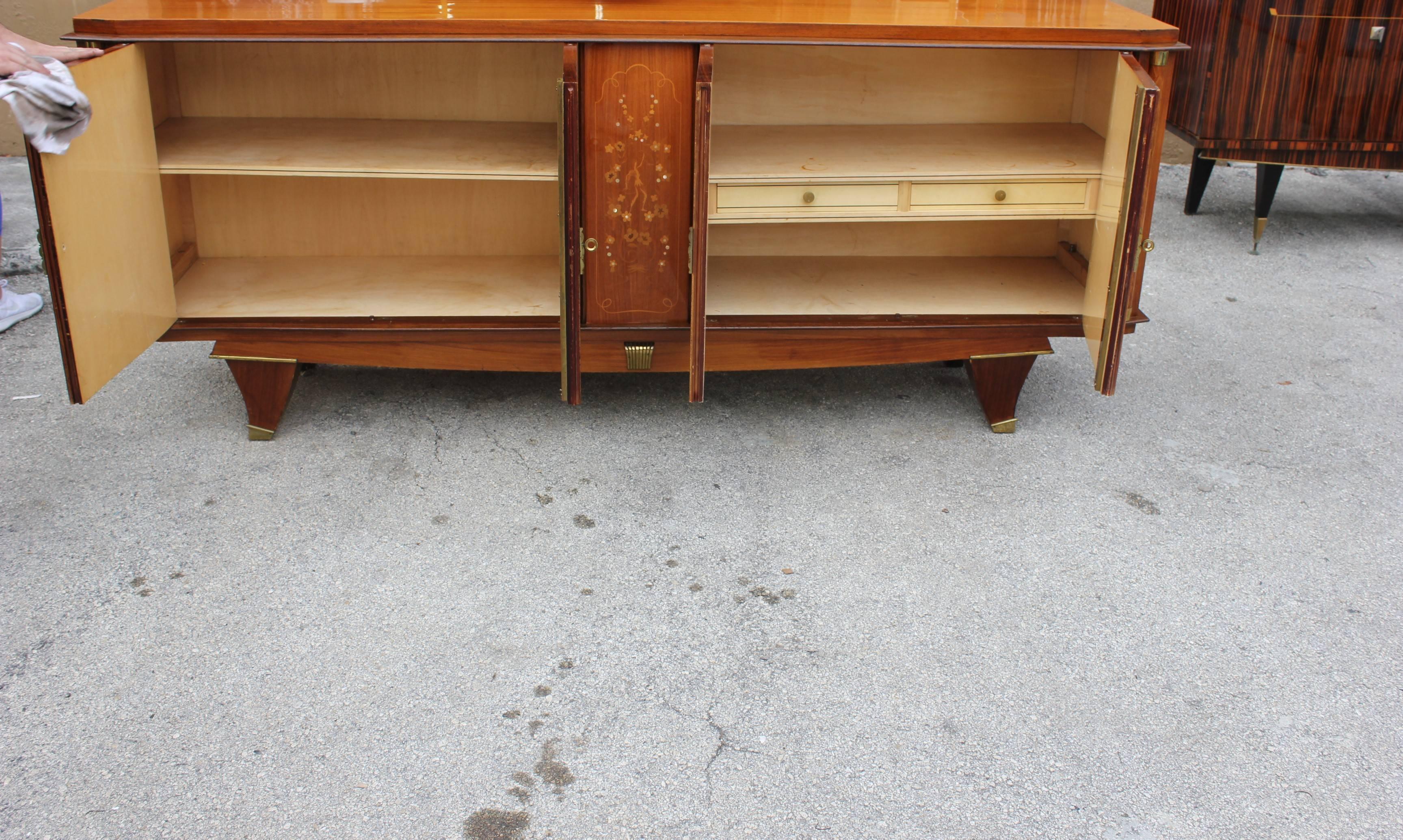Mid-20th Century Fine French Art Deco Palisander Sideboard or Buffet, M-O-P, Jules Leleu Style