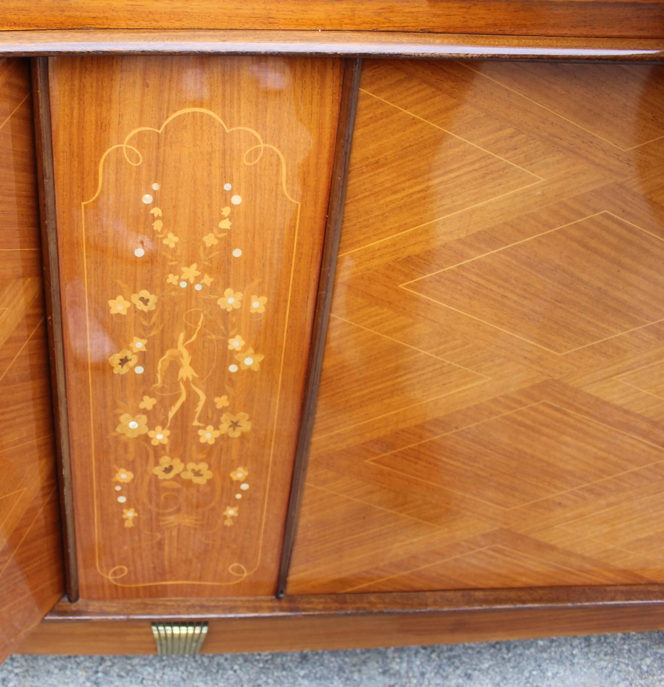 Fine French Art Deco Palisander Sideboard or Buffet, M-O-P, Jules Leleu Style 1