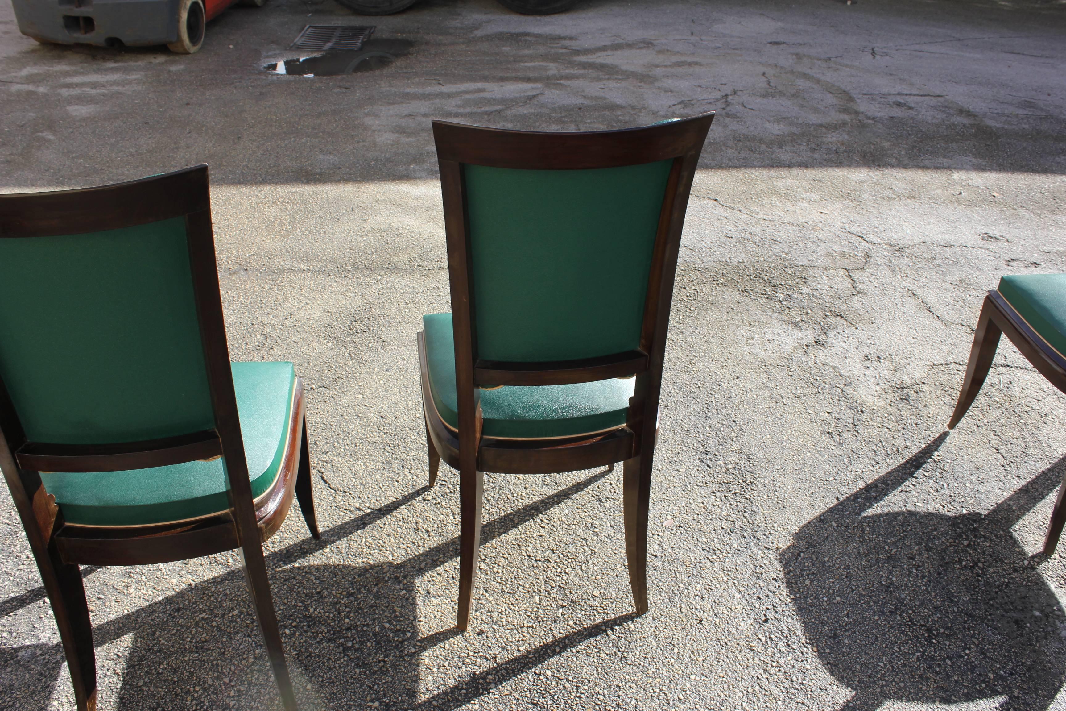 Mid-20th Century Suite of Six French Art Deco Dining Chairs Style Of Jules Leleu, circa 1940.