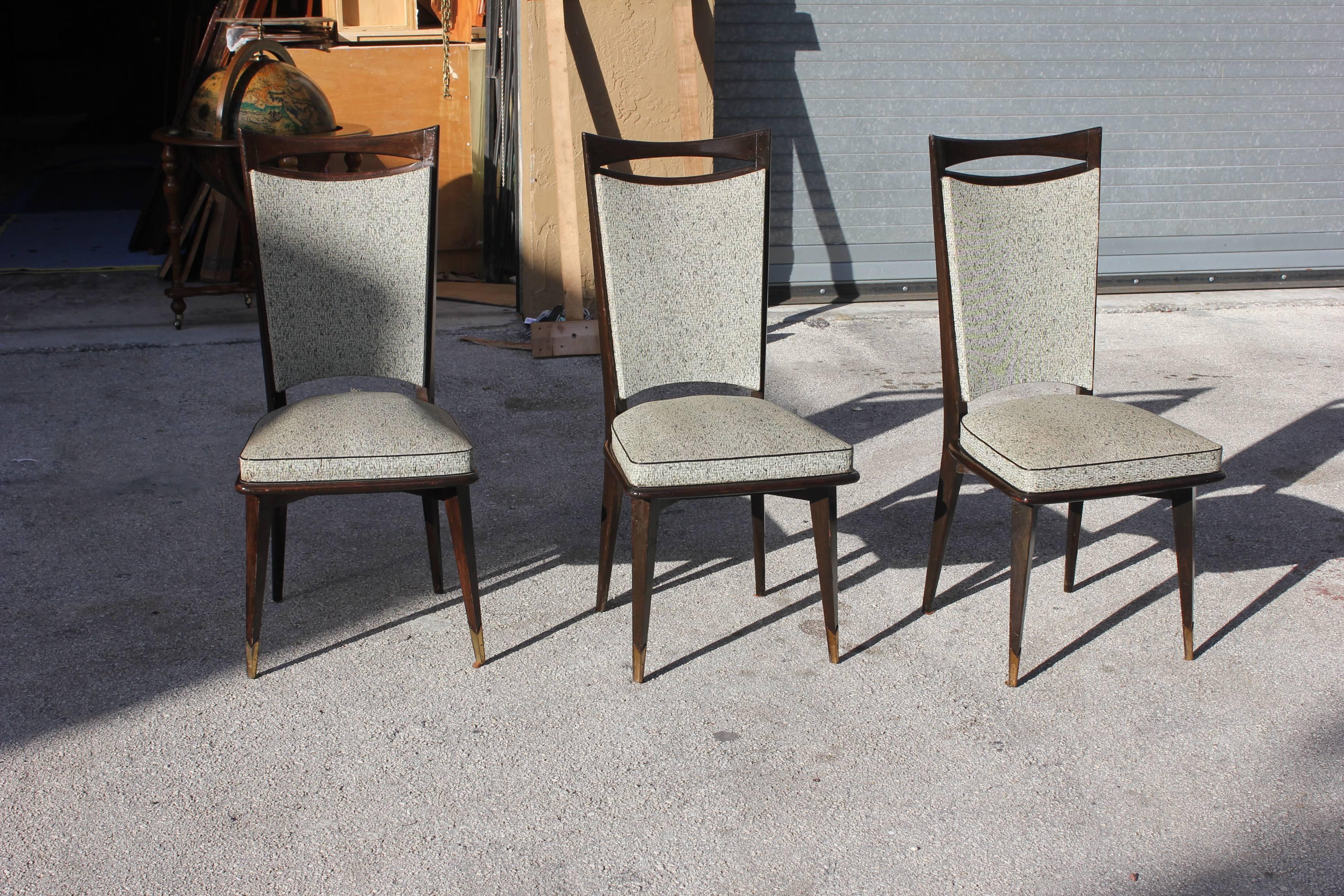 Set of 12 French Art Deco/Art Modern Dining Chairs Solid Mahogany, circa 1940 5