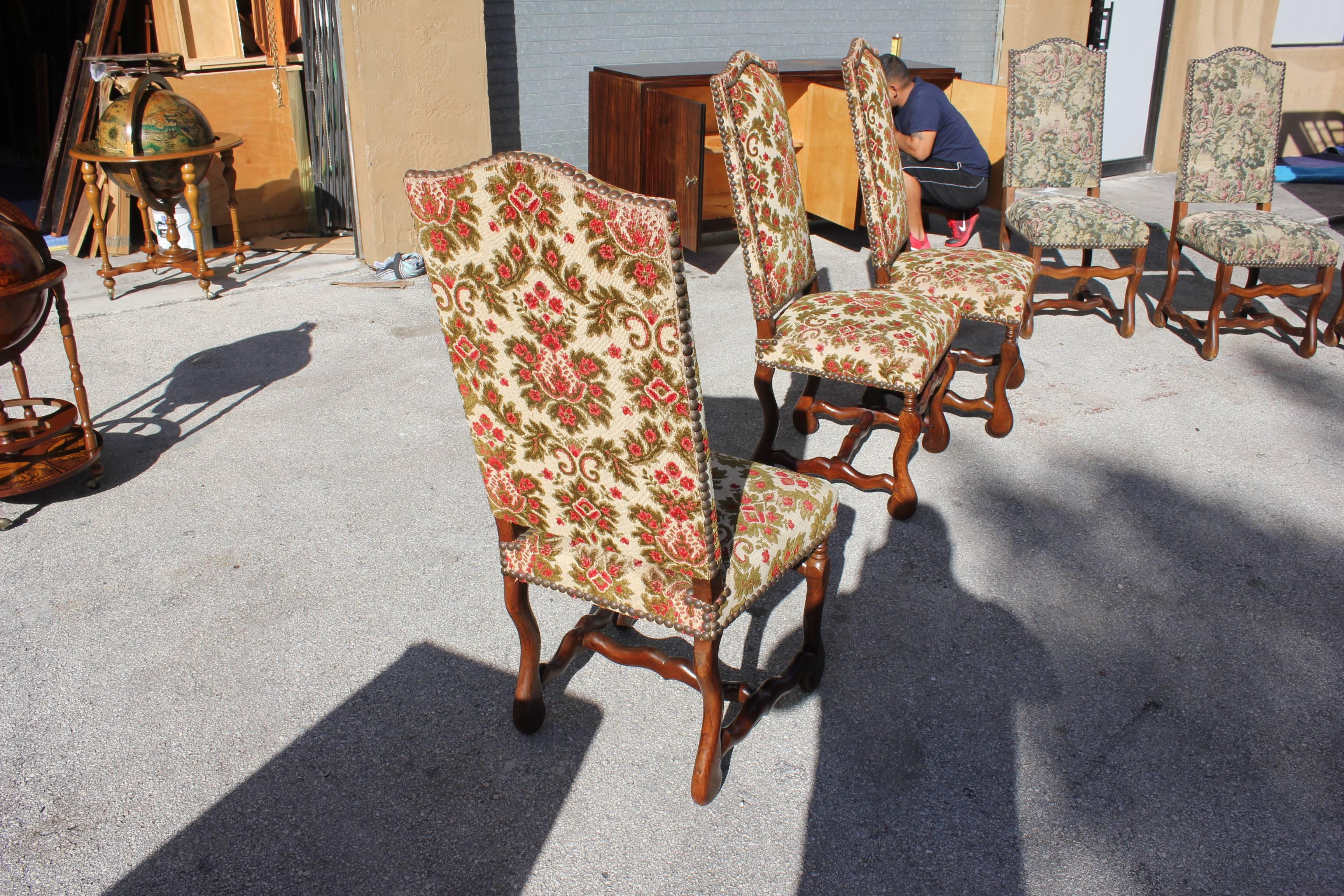 Fine Set of Six Louis XIII Style Os de Mouton Dining Chairs, circa 1880 In Excellent Condition In Hialeah, FL