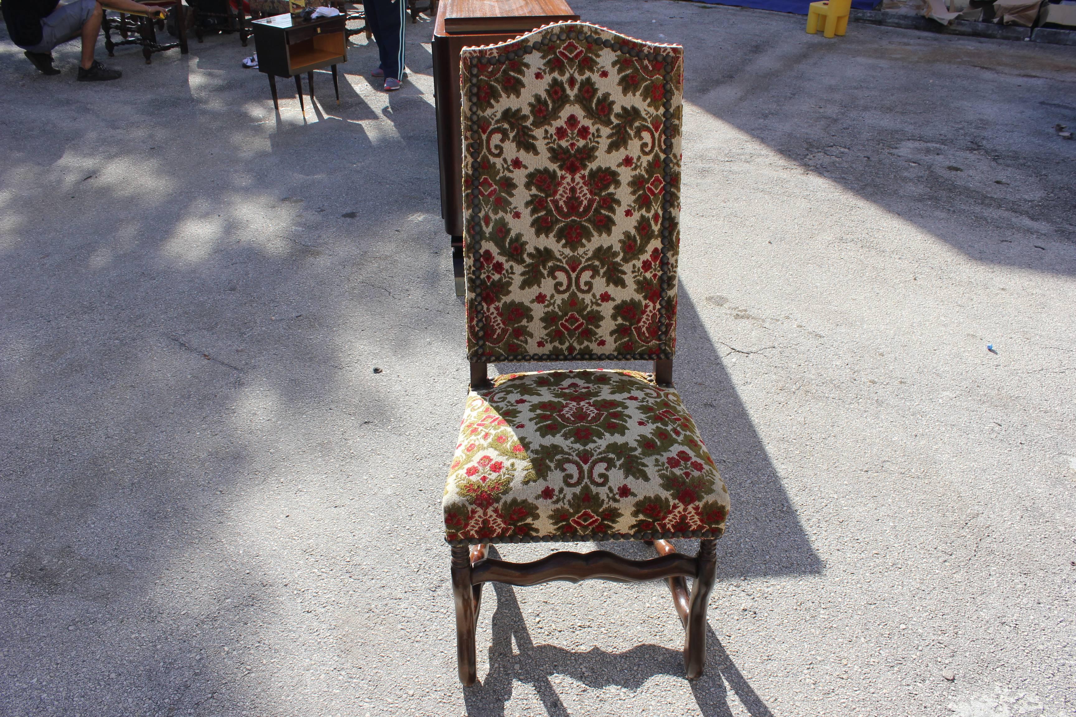 Fabric Fine Set of Six Louis XIII Style Os de Mouton Dining Chairs, circa 1880