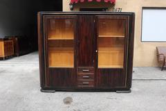 Stunning French Art Deco Exotic Macassar Ebony Bookcase, circa 1940