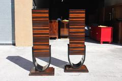 Pair of Grand-Scale French Art Deco Exotic Macassar Ebony Pedestals, circa 1940s