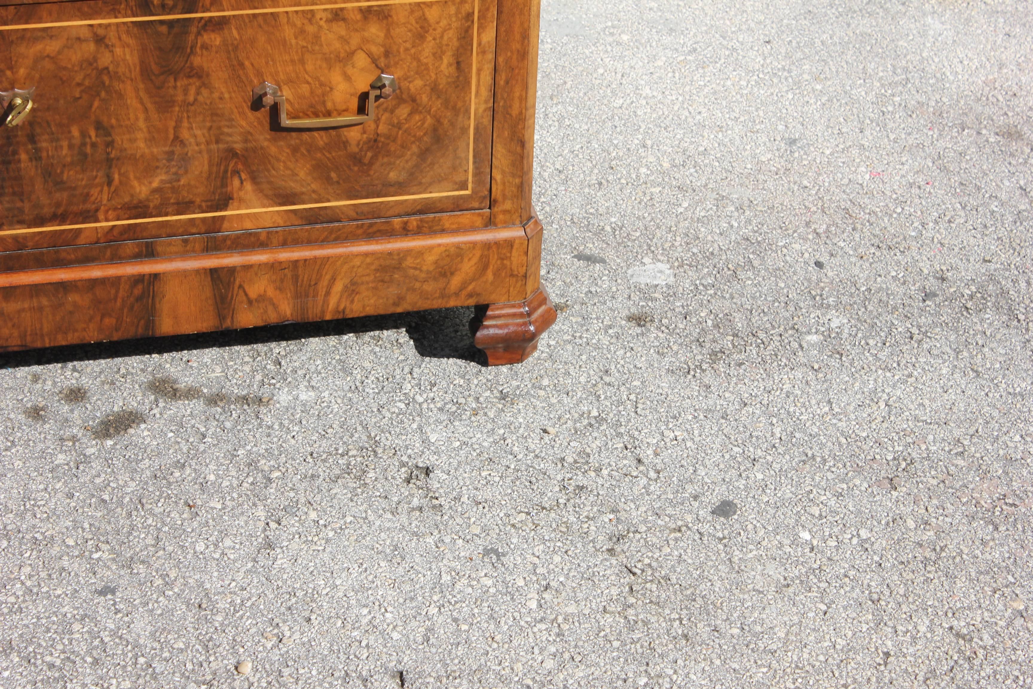 French Louis Philippe Burl Walnut Bookmatched Commode, Dresser or Chest 1