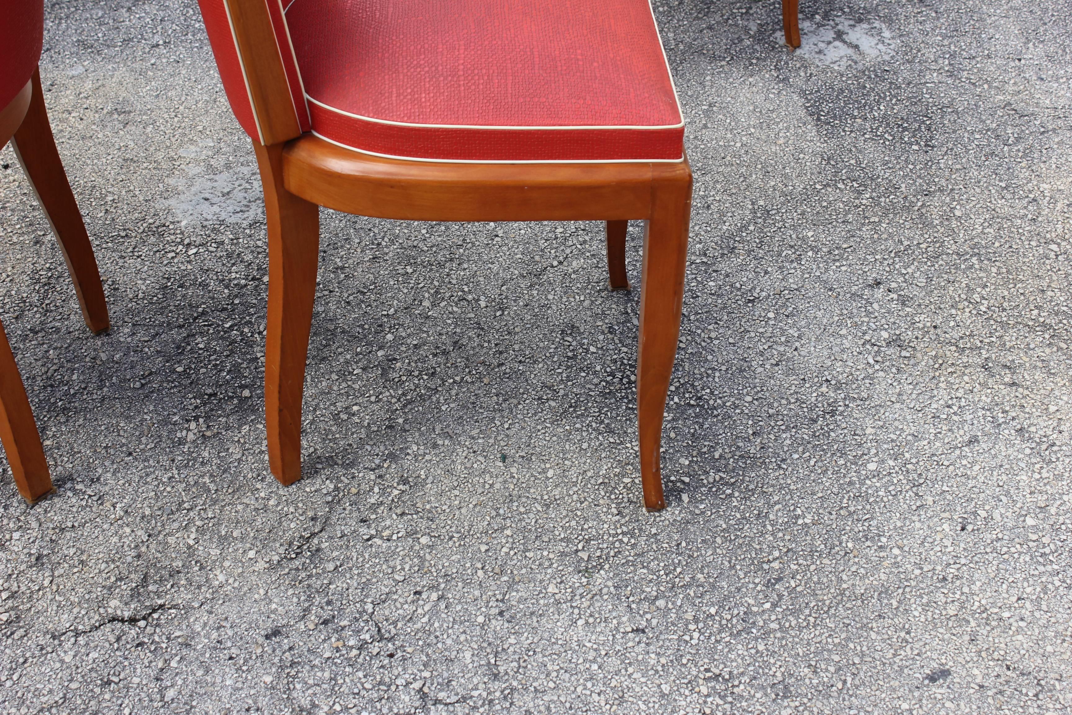 Suite of Six French Art Deco Dining Chairs Mahogany, circa 1940 2