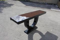 Spectacular Pair of Art Deco Exotic Macassar Ebony Console Tables, circa 1940s