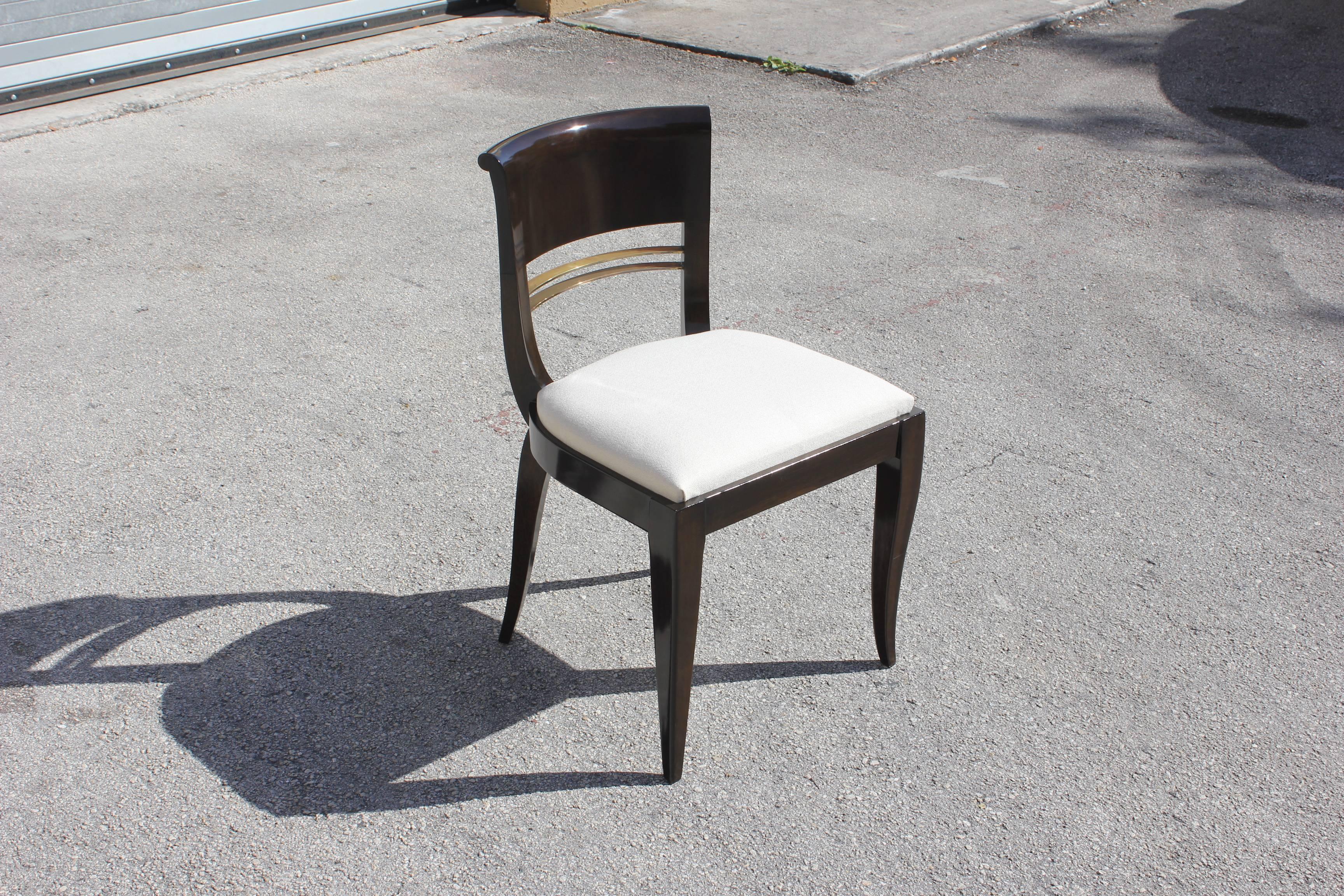 Mid-20th Century Suite of Four Art Deco Dining Chairs Macassar Ebony by Maurice Rinck, circa 1930
