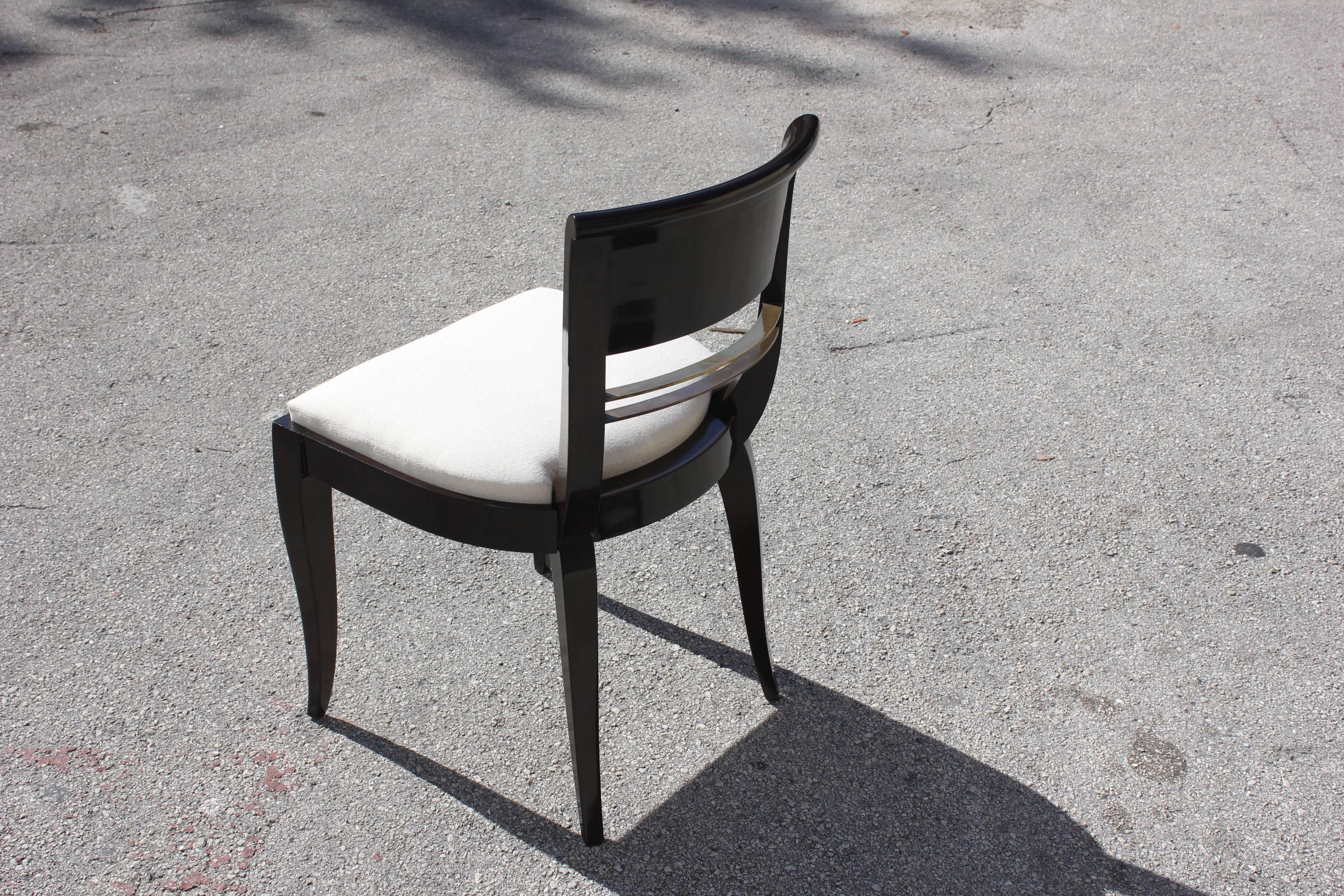 Suite of Four Art Deco Dining Chairs Macassar Ebony by Maurice Rinck, circa 1930 1