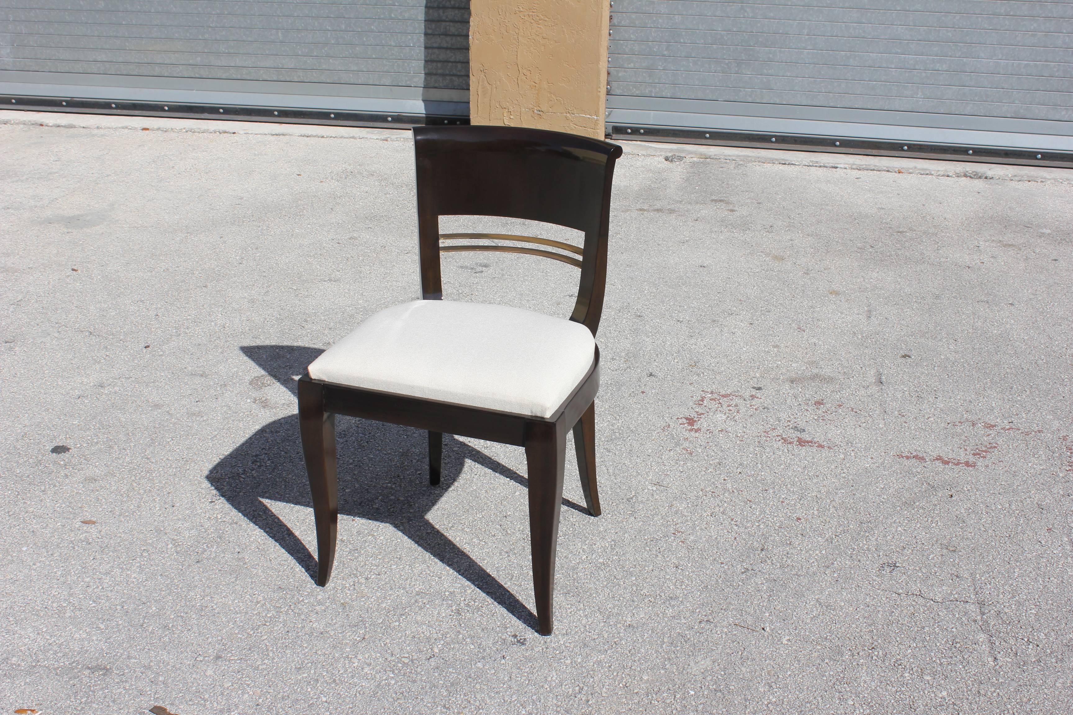 Suite of Four Art Deco Dining Chairs Macassar Ebony by Maurice Rinck, circa 1930 2