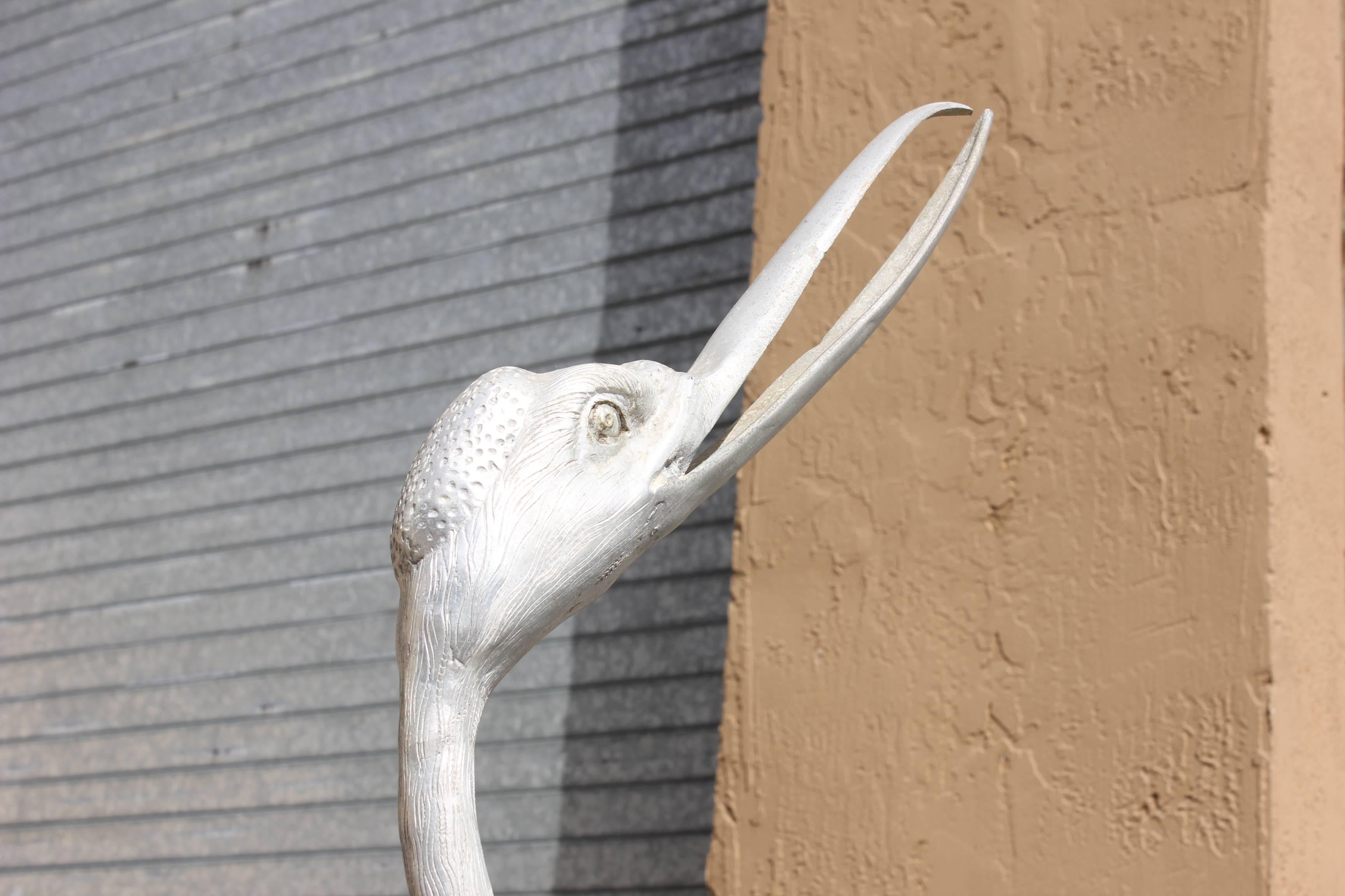 Beautiful Art Deco Pair of Flamingo Sculptures Very Large in Size, circa 1950 In Excellent Condition In Hialeah, FL