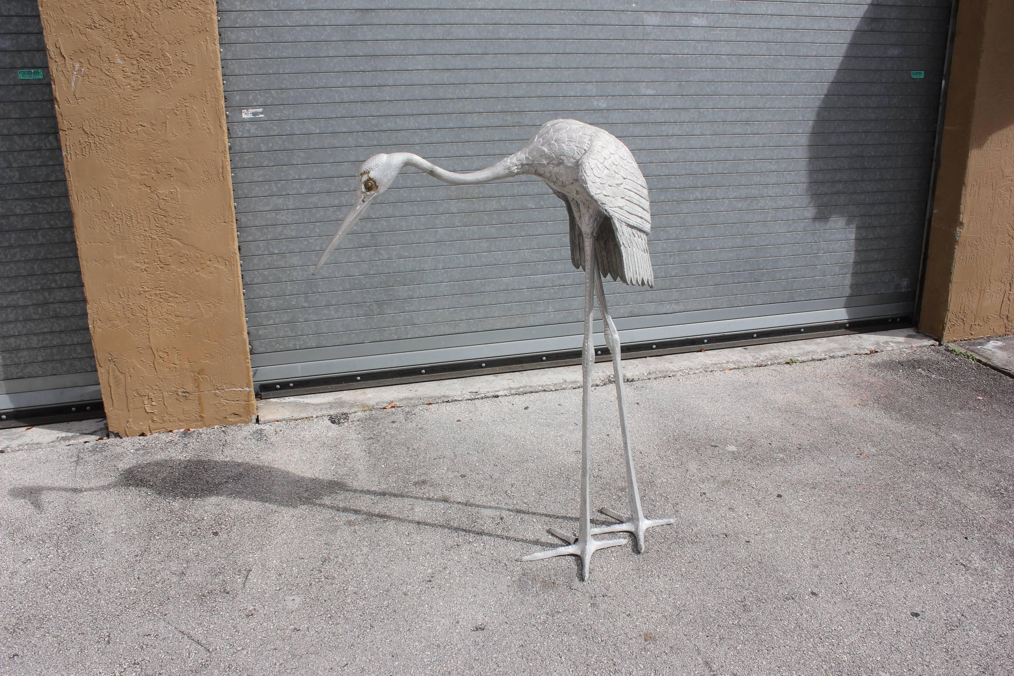Mid-20th Century Beautiful Art Deco Pair of Flamingo Sculptures Very Large in Size, circa 1950