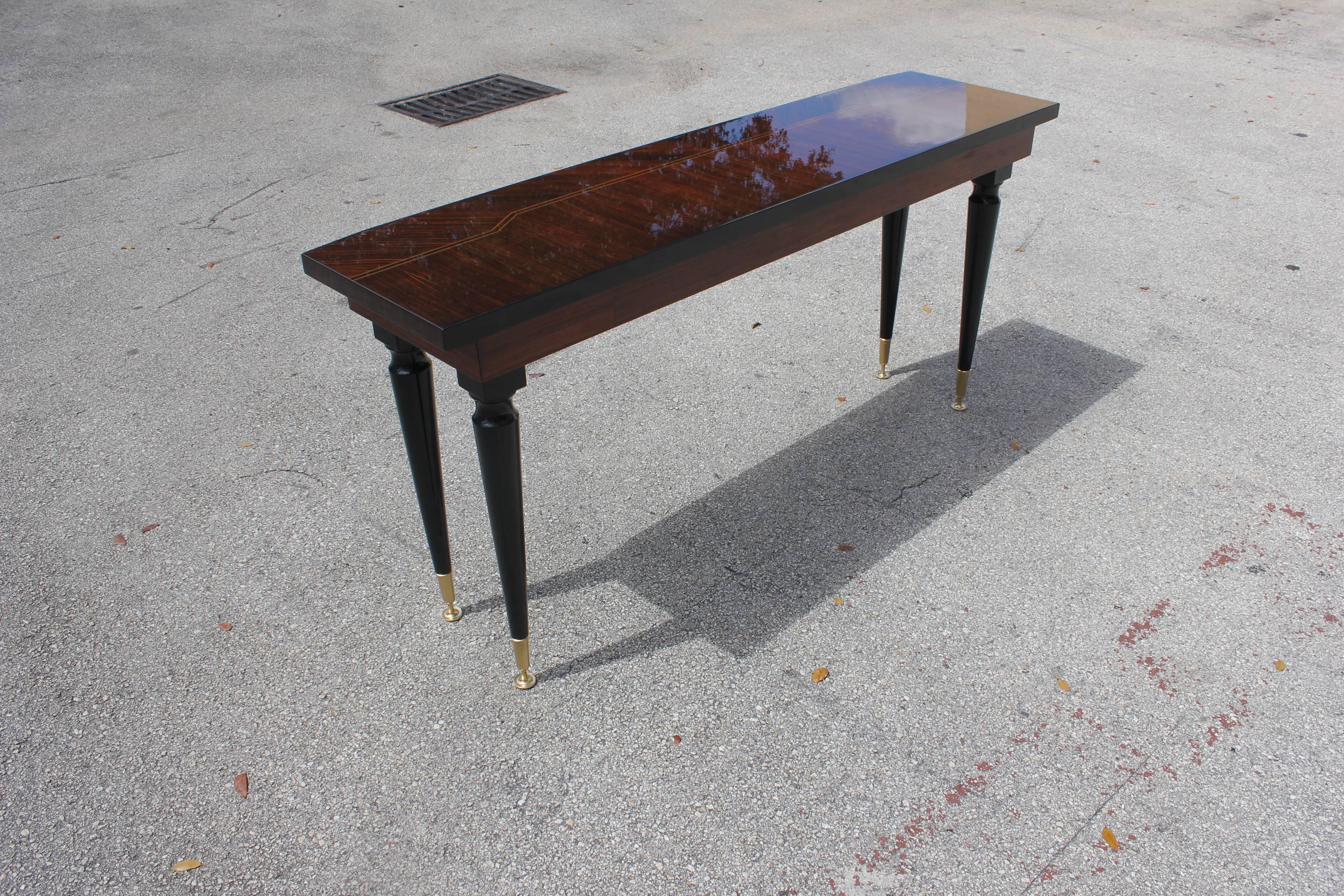 Beautiful French Art Deco Exotic Macassar Console Table, circa 1940s 2