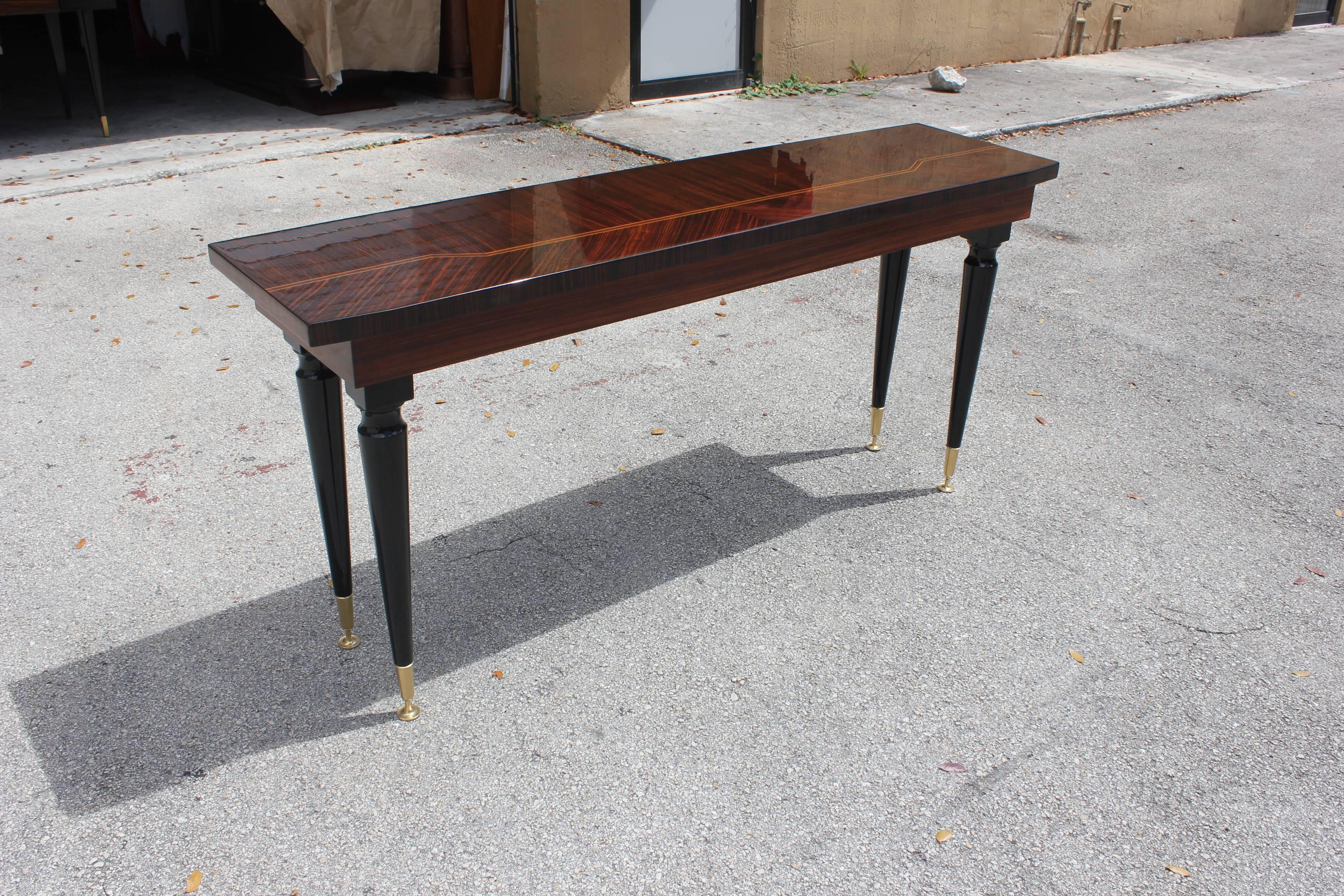 Beautiful French Art Deco Exotic Macassar Console Table, circa 1940s 3