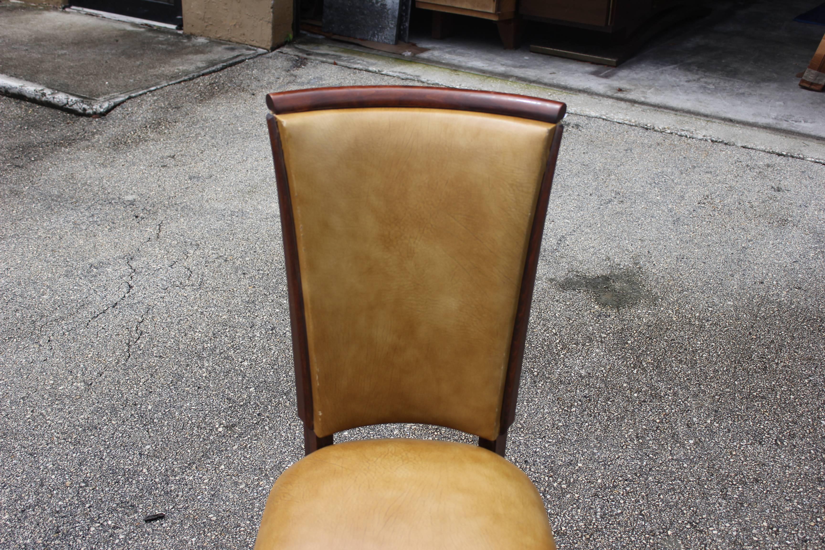Set of Eight French Art Deco Jules Leleu Style Mahogany Dining Chairs 5