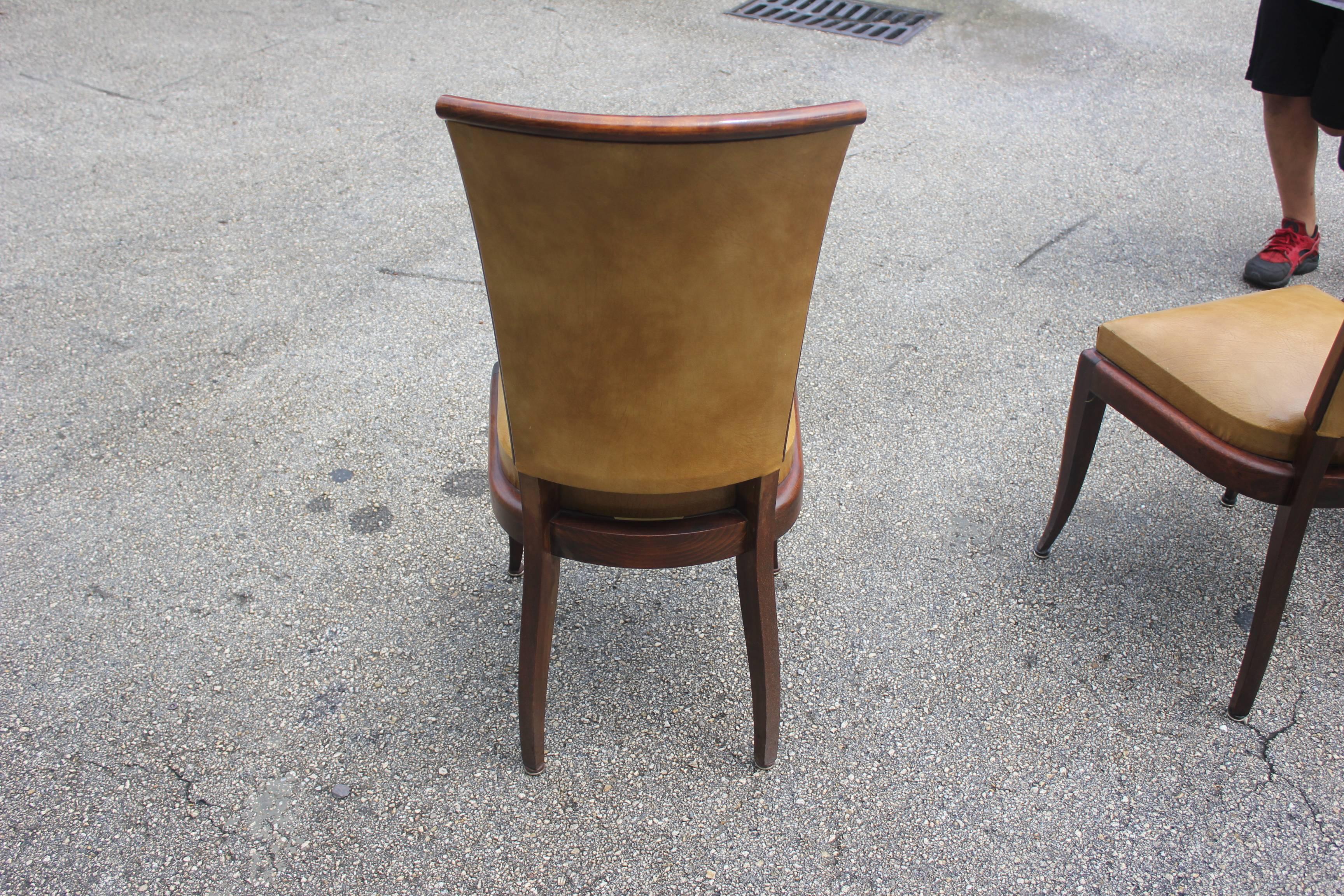 Set of Eight French Art Deco Jules Leleu Style Mahogany Dining Chairs 6