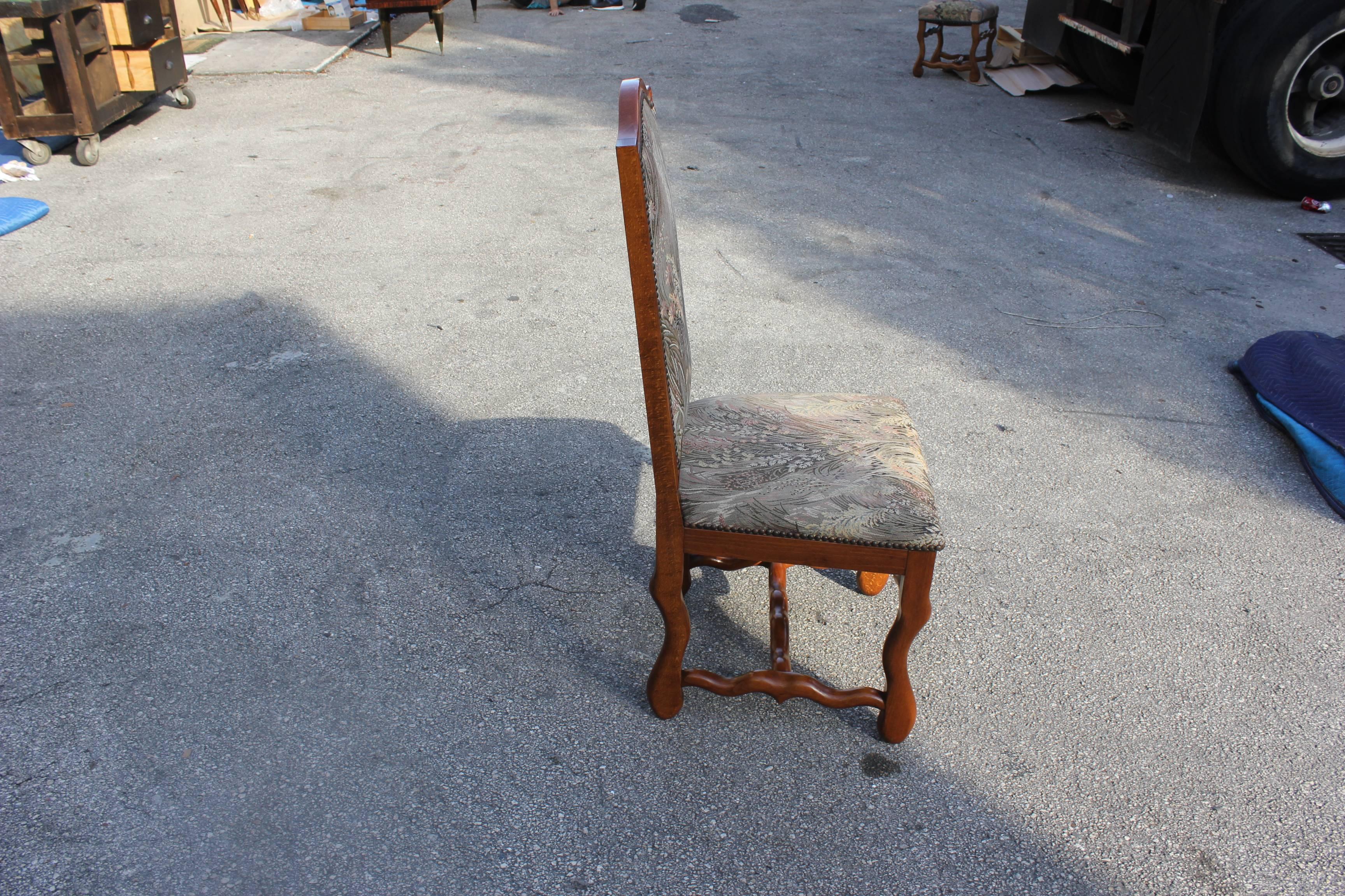 Set of Ten French, Louis XIII Style Solid Walnut Os De Mouton Dining Chairs 2