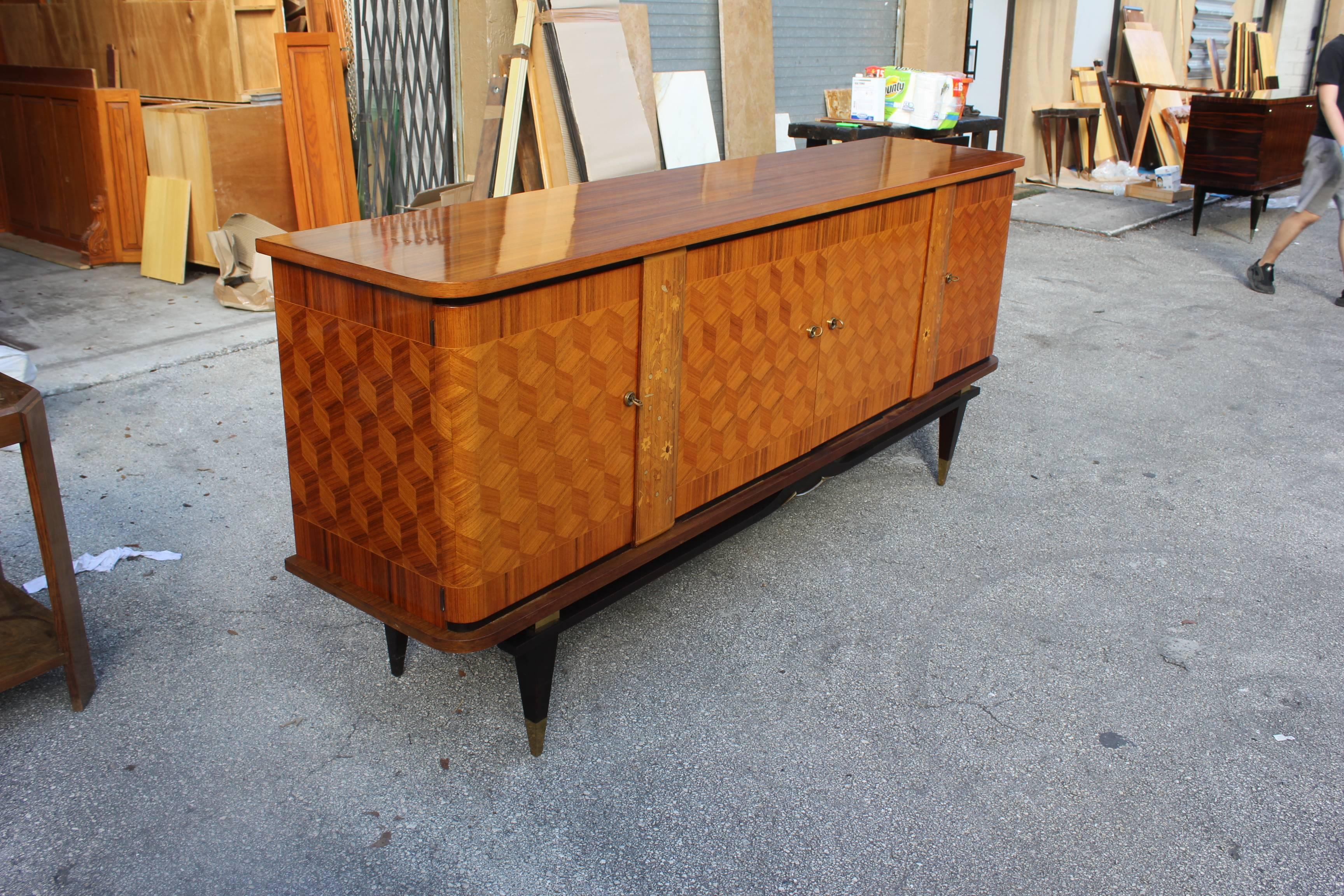 Mid-20th Century French Art Deco Macassar Sideboard or Buffet by Jules Leleu Style