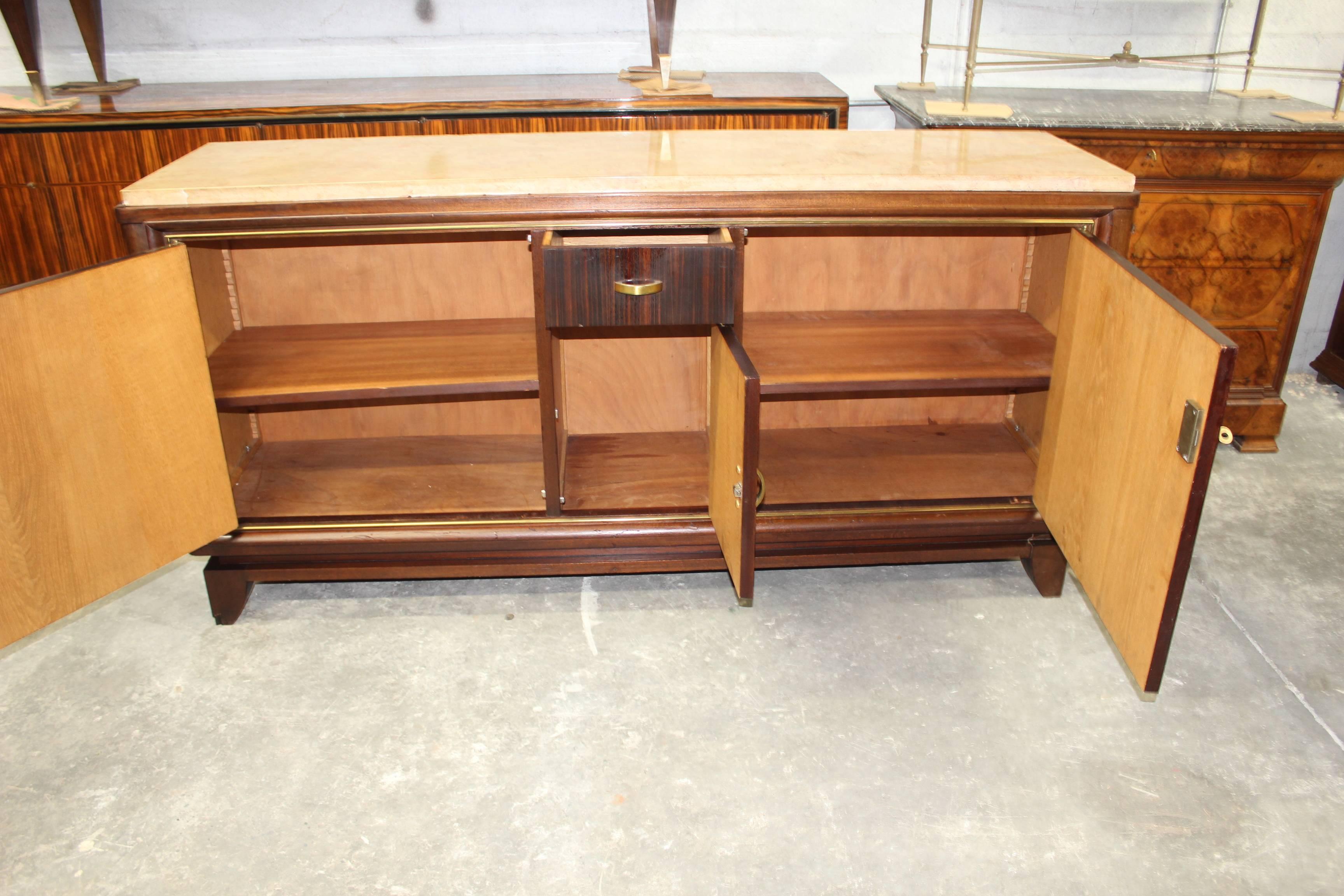 French Art Deco Macassar Ebony Sideboard or Buffet by Maurice Rinck, circa 1940s In Excellent Condition In Hialeah, FL