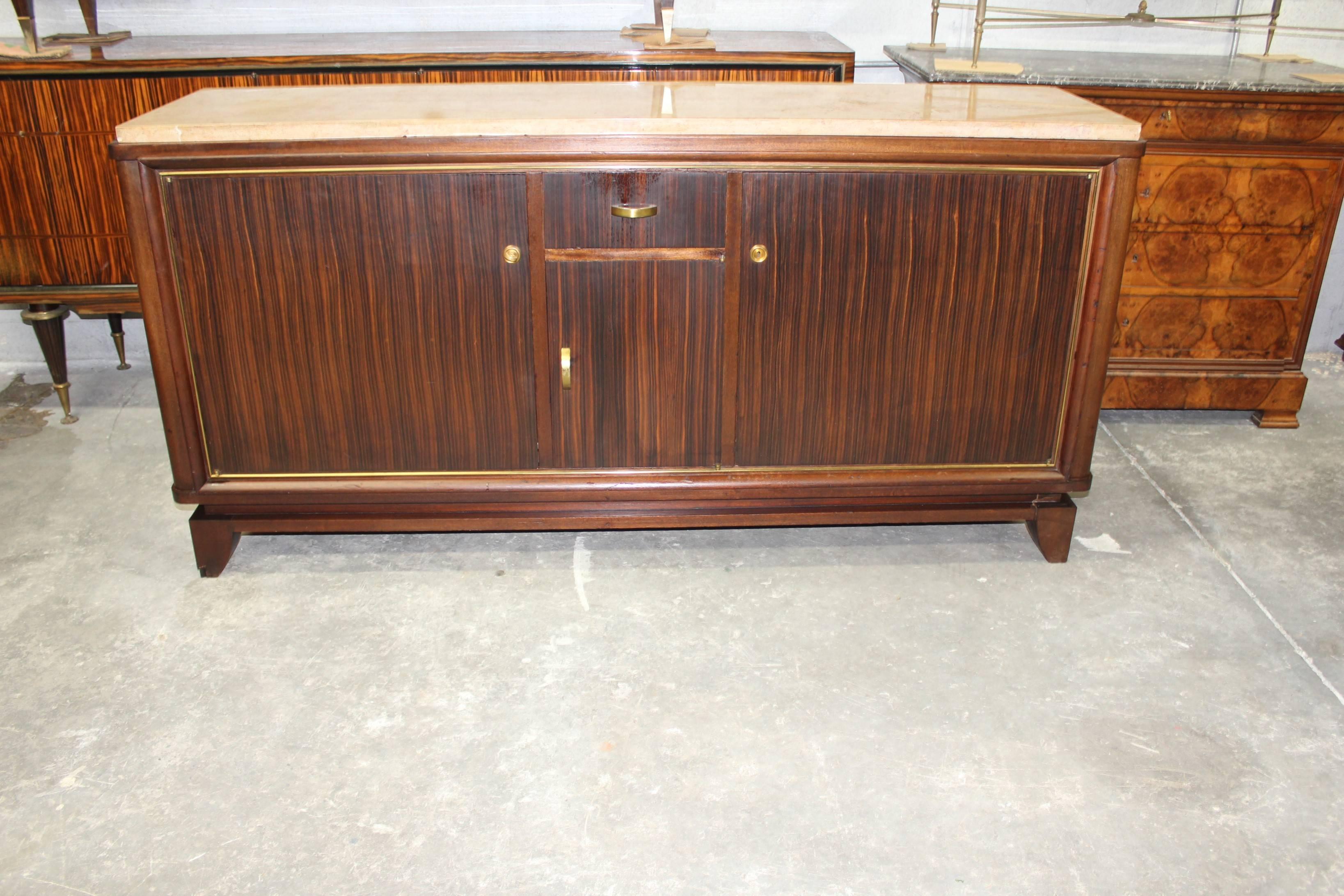 Bronze French Art Deco Macassar Ebony Sideboard or Buffet by Maurice Rinck, circa 1940s