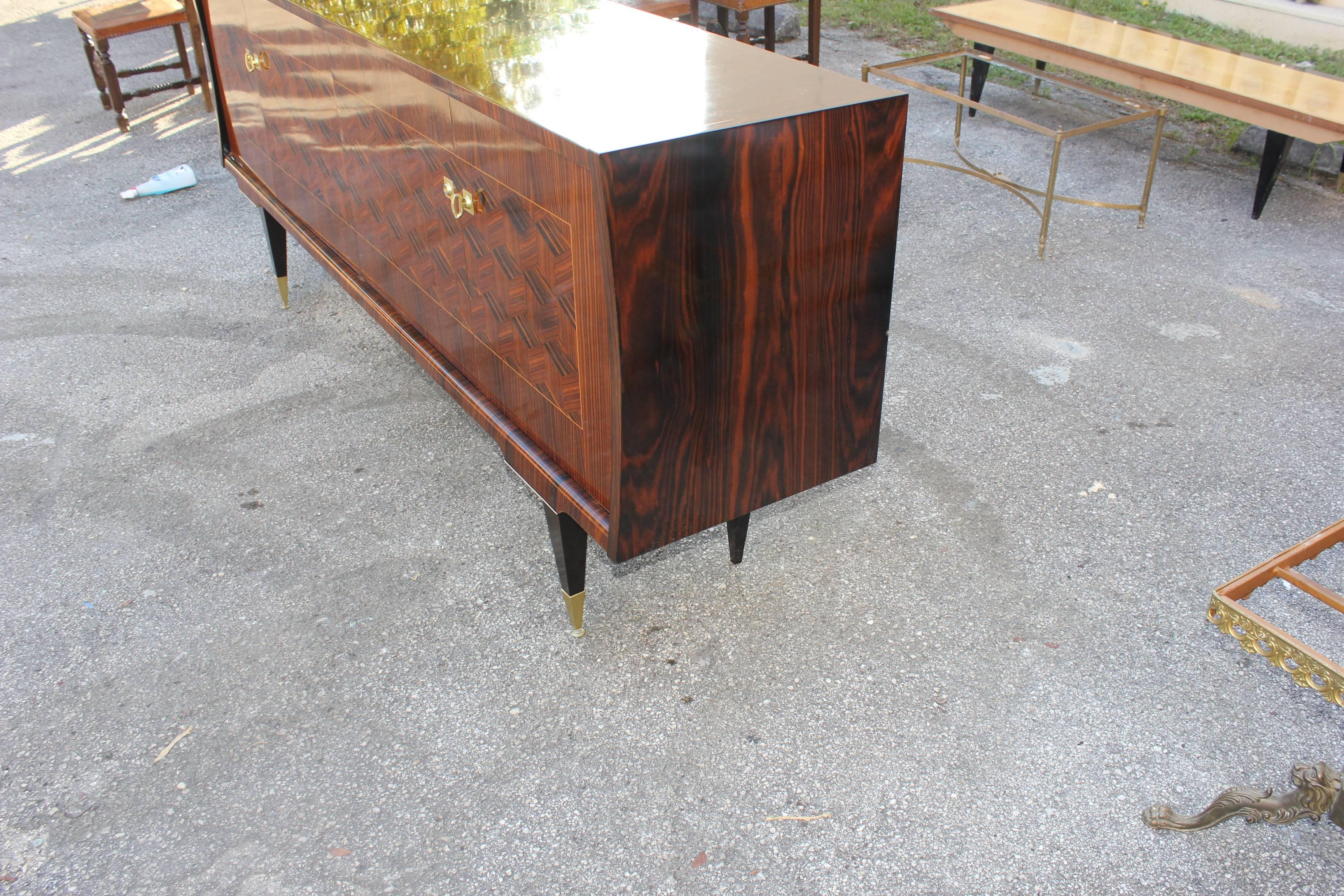 French Art Deco Exotic Macassar Marquetry Sideboard / Buffet / Bar, circa 1940s 1