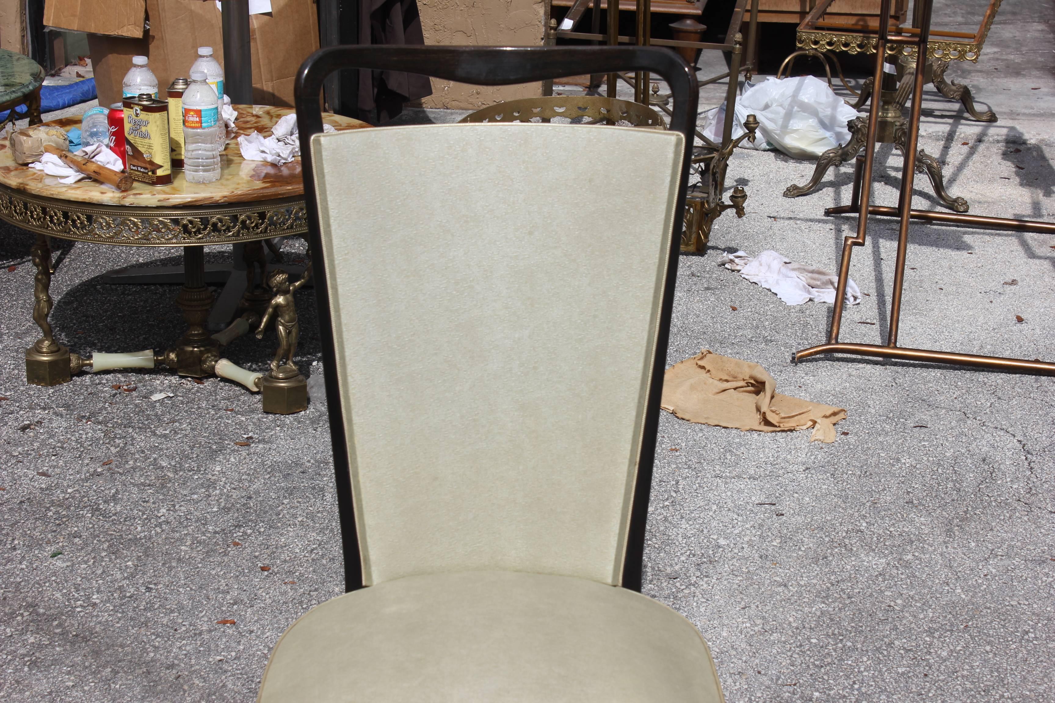 Set of Six French Art Deco Solid Macassar Ebony Dining Chairs, circa 1940s 4