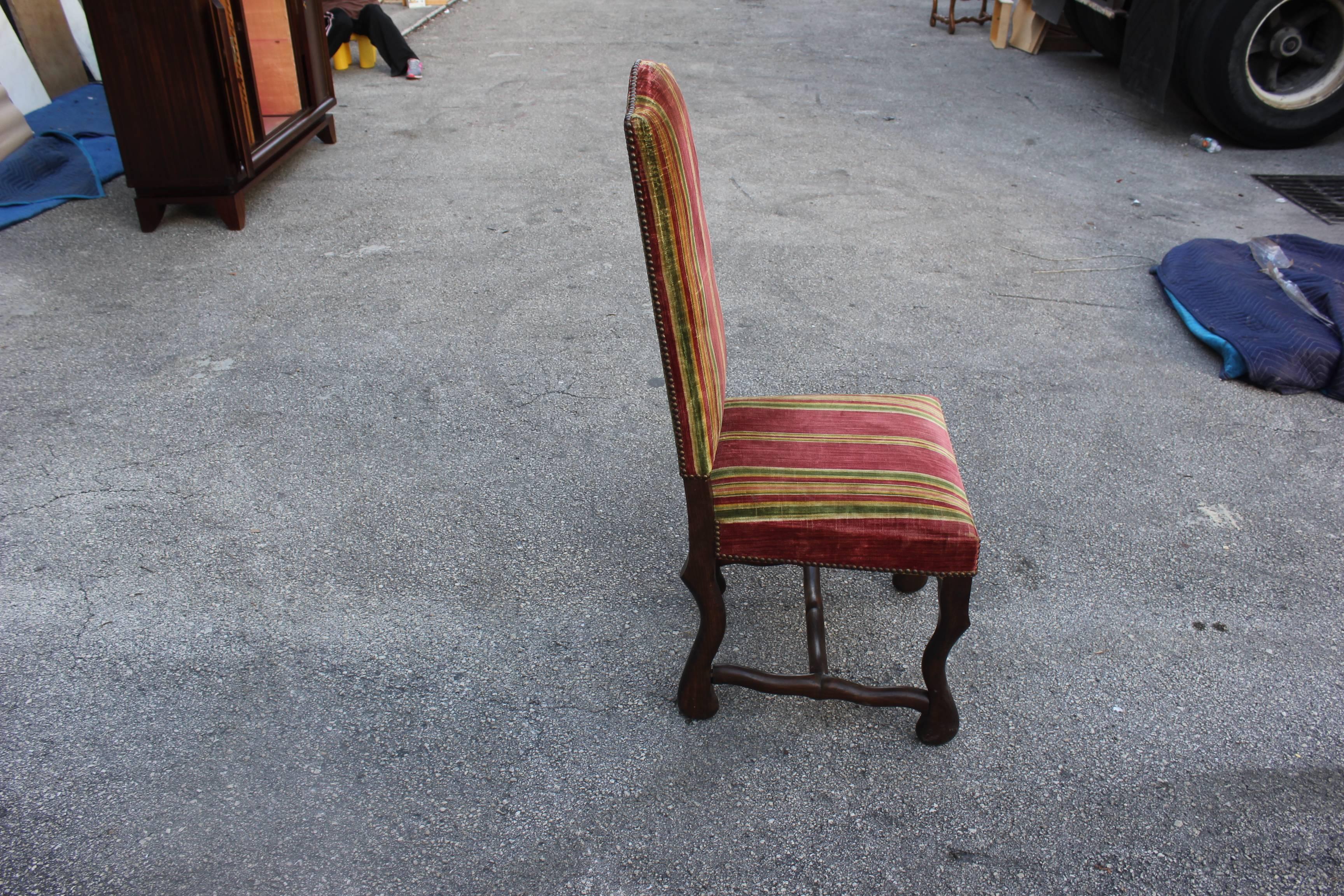 Late 19th Century Monumental Set of Six Louis XIII Style Walnut Os De Mouton Dining Chairs