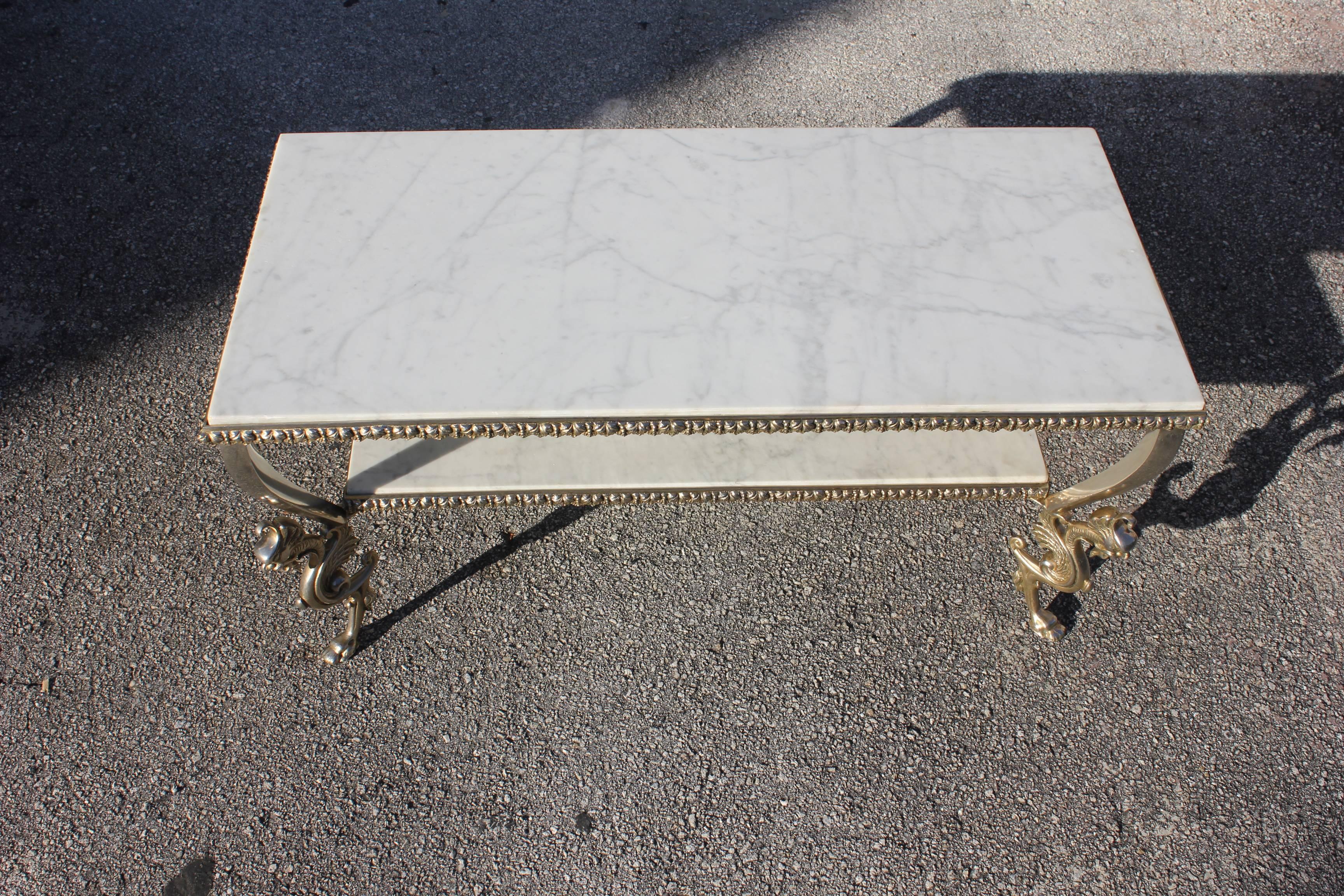 Maison Jansen Two-Tier Bronze '' Dragon Leg'' Coffee Table with Marble Top 3