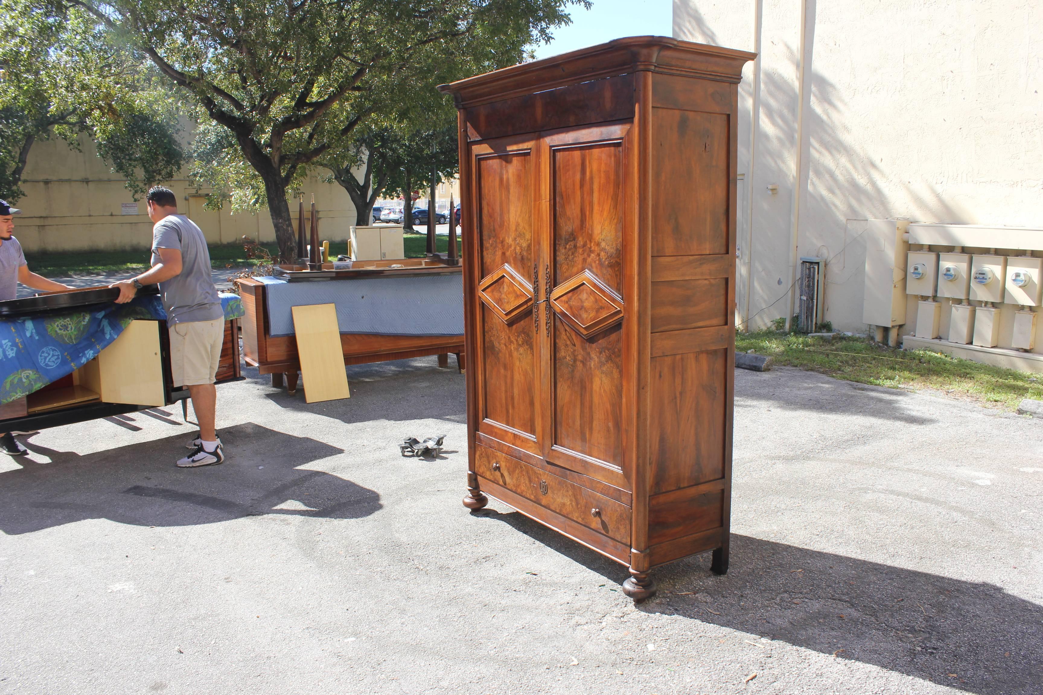 Mid-19th Century 19th Century French Louis Philippe Walnut Period Chateau Armoires, 1850s