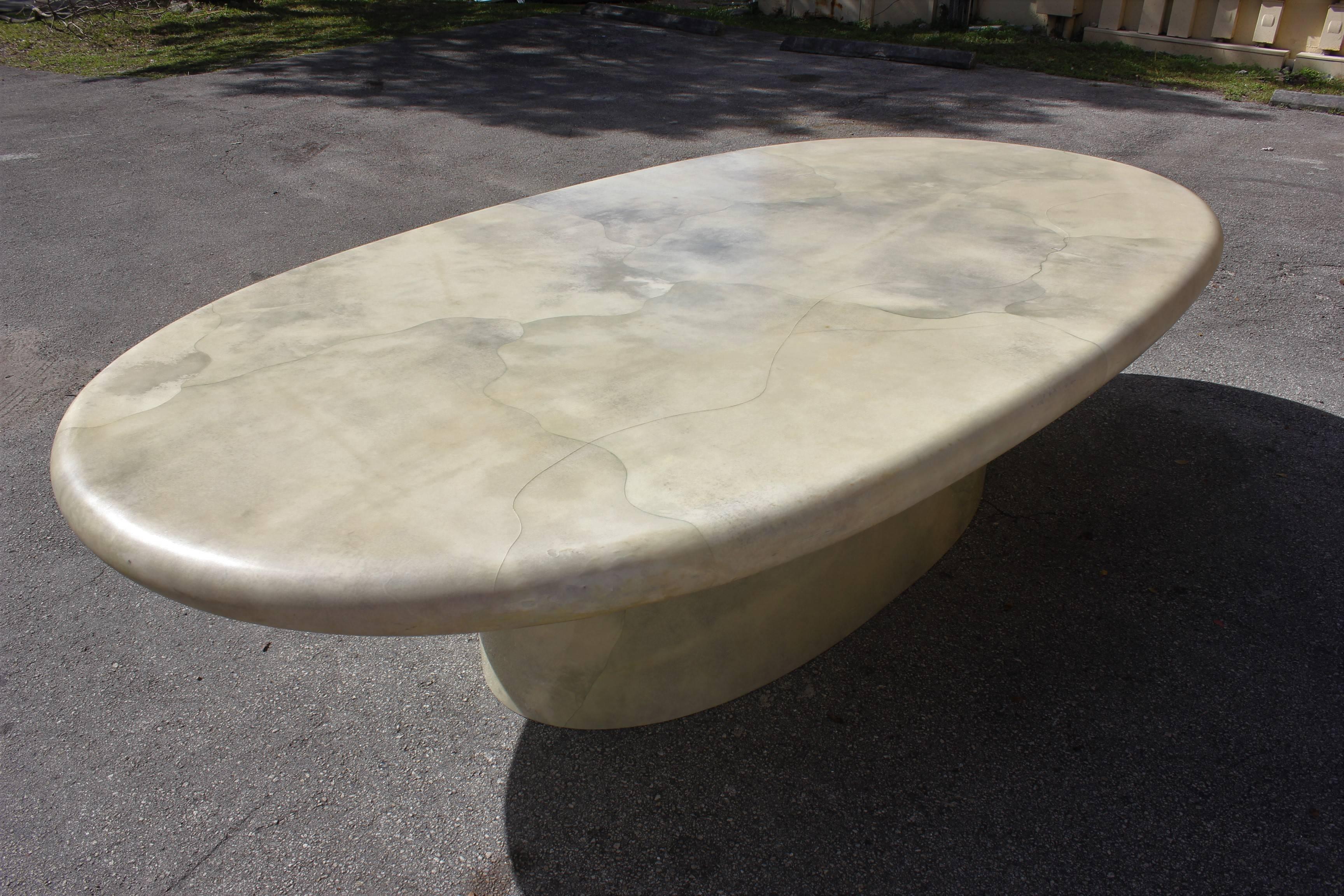 Late 20th Century Monumental Midcentury Dining Table Goat Skin by Aldo Tura, circa 1970s