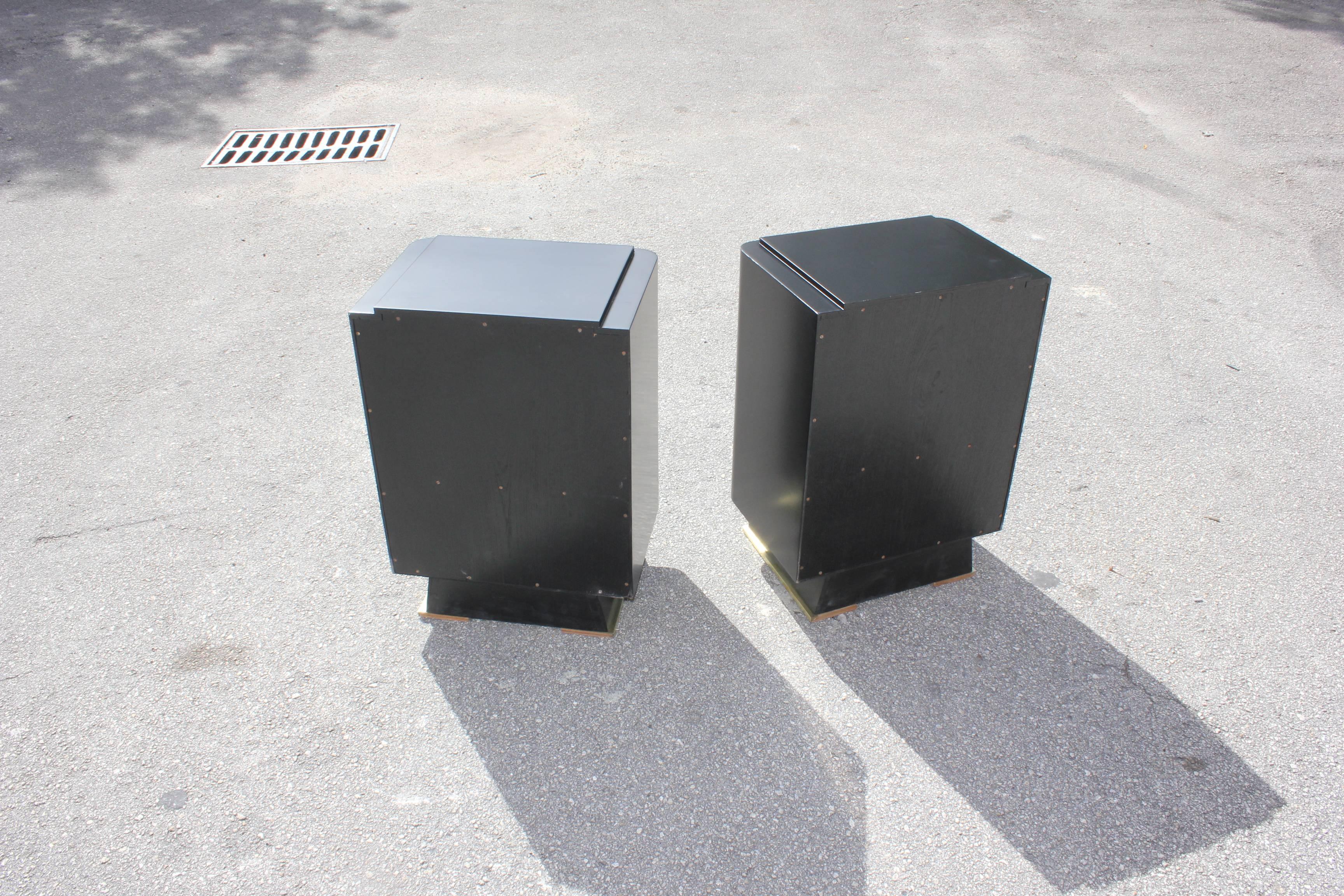 Classic Pair of French Art Deco Parchment, Ebonized Side Table, 1940s 5
