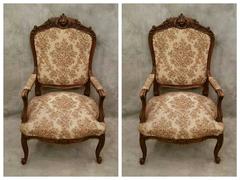 Set of Six 19th Century Provincial French Carved and Upholstered Dining Chairs
