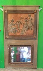 19th Century French Green Painted Trumeau Mirror