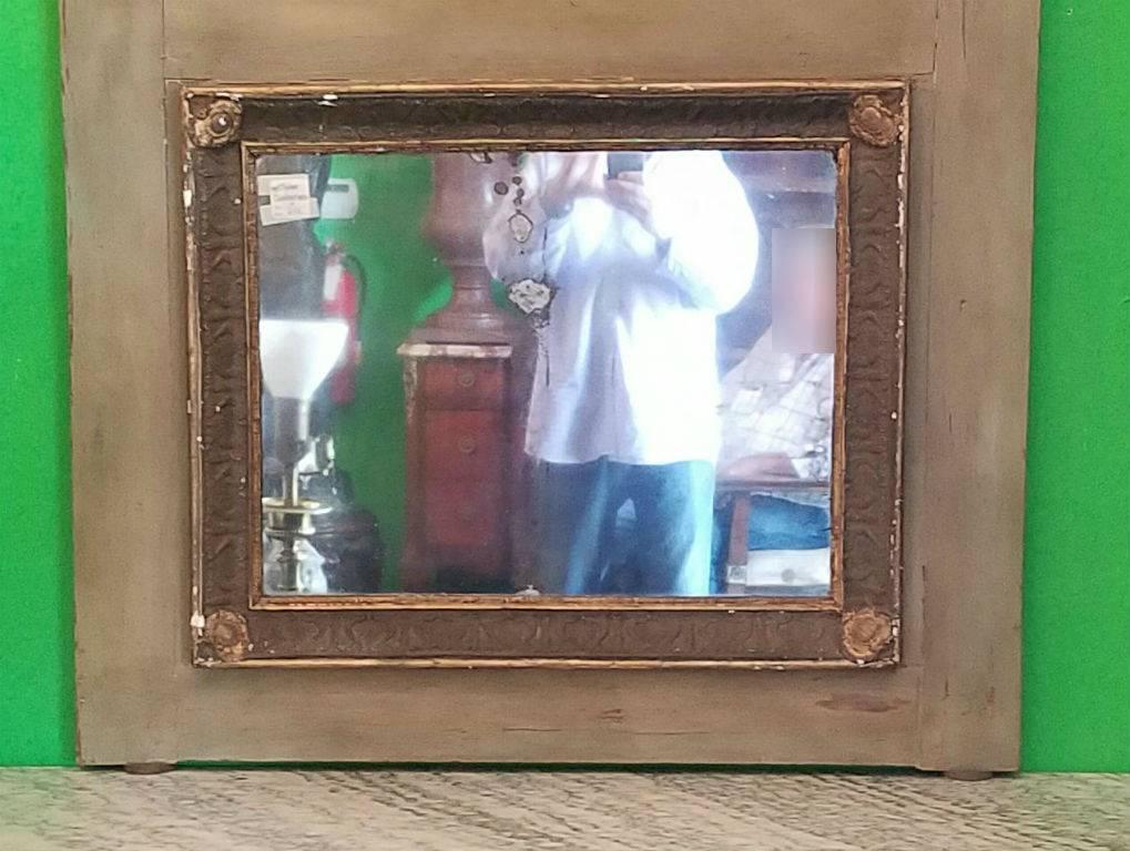 19th Century French Green Painted Trumeau Mirror In Good Condition For Sale In Miami, FL