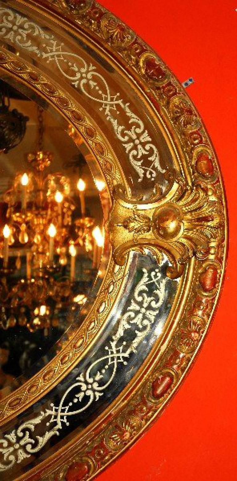 French 19th Century Napoleon III Carved Giltwood Oval Mirror For Sale